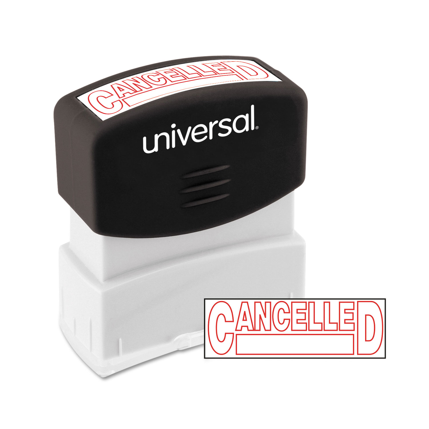  Universal UNV10045 Message Stamp, CANCELLED, Pre-Inked One-Color, Red (UNV10045) 
