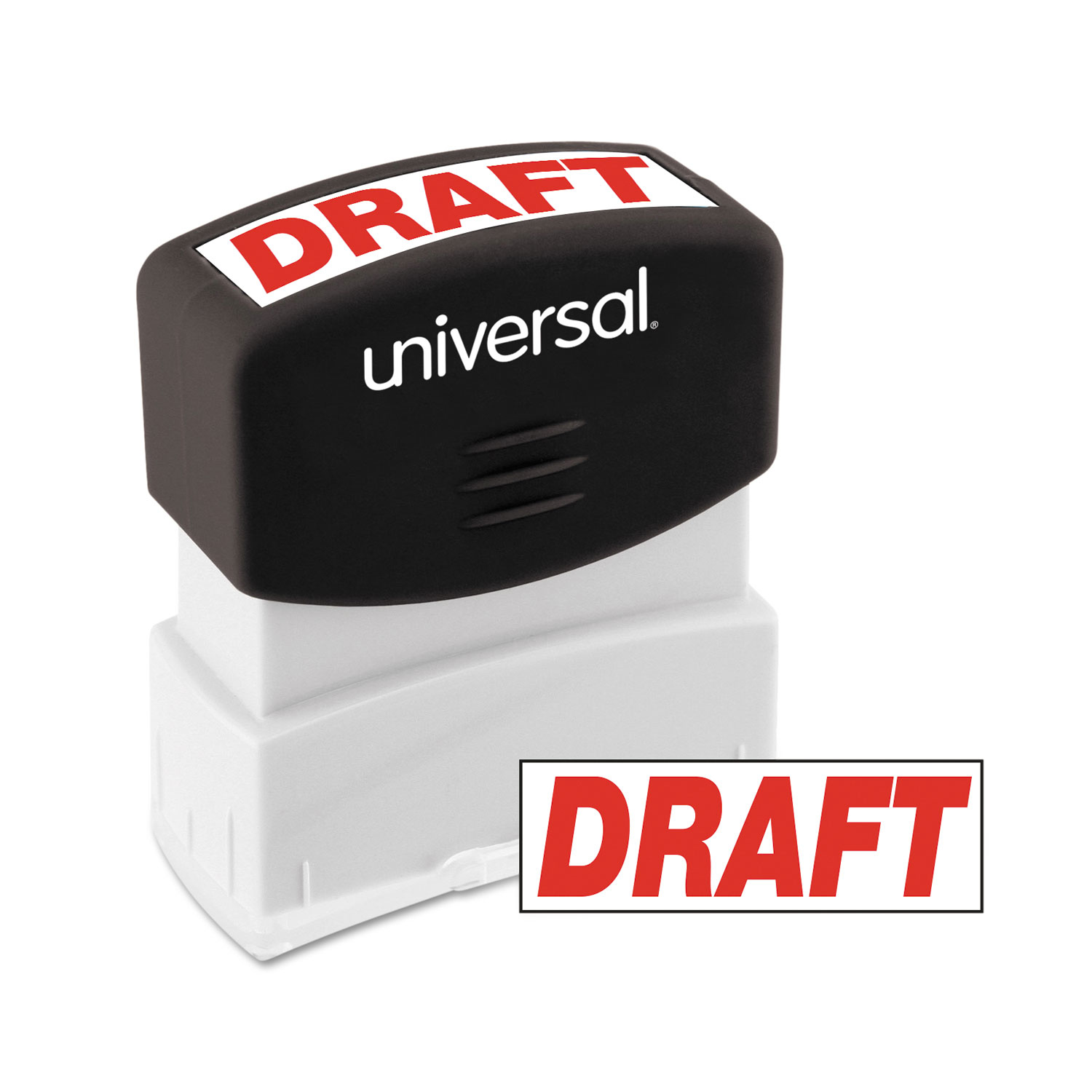  Universal UNV10049 Message Stamp, DRAFT, Pre-Inked One-Color, Red (UNV10049) 