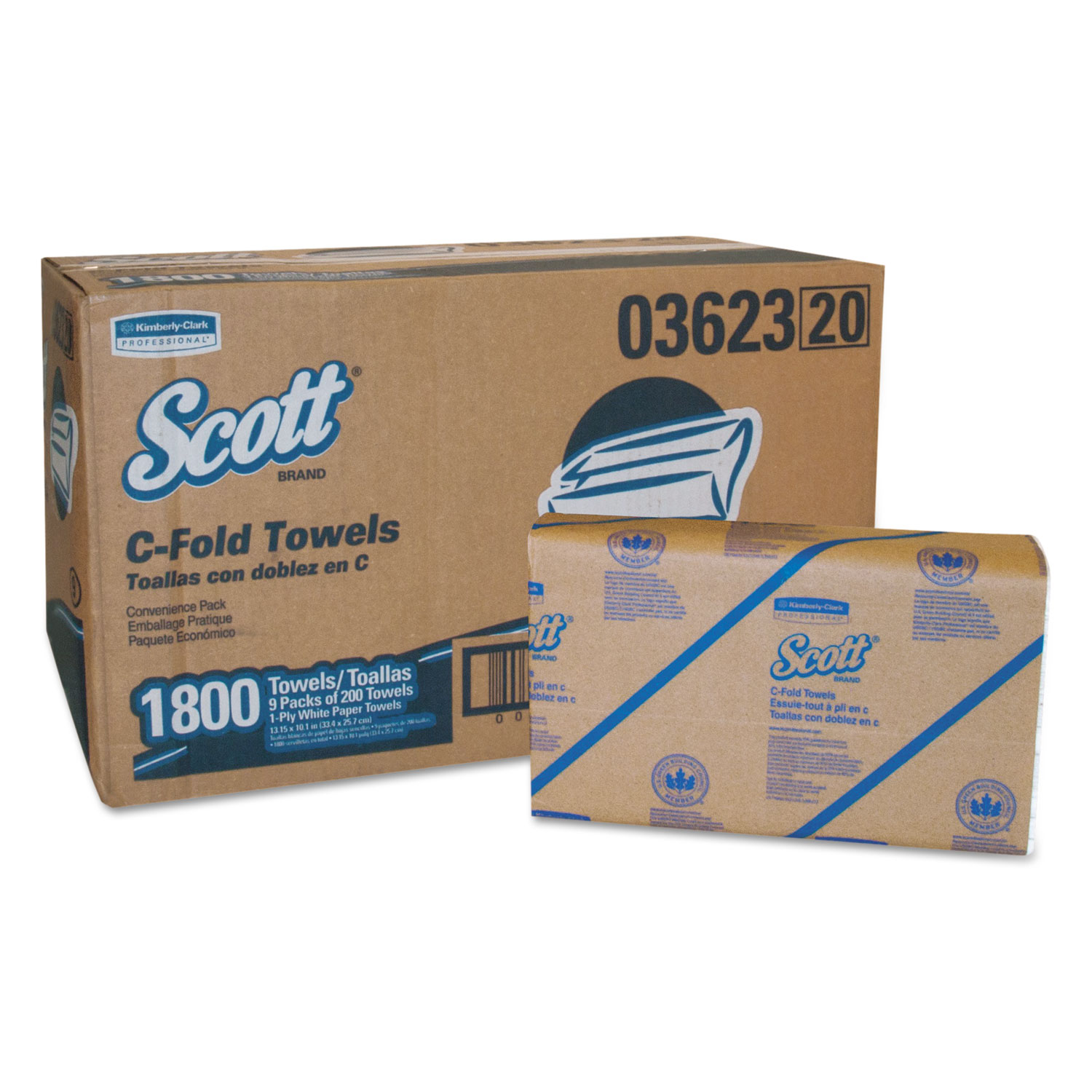 C-Fold Paper Towels, Convenience Pack, 10 1/8 x 13 3/20, White, 200/Pack