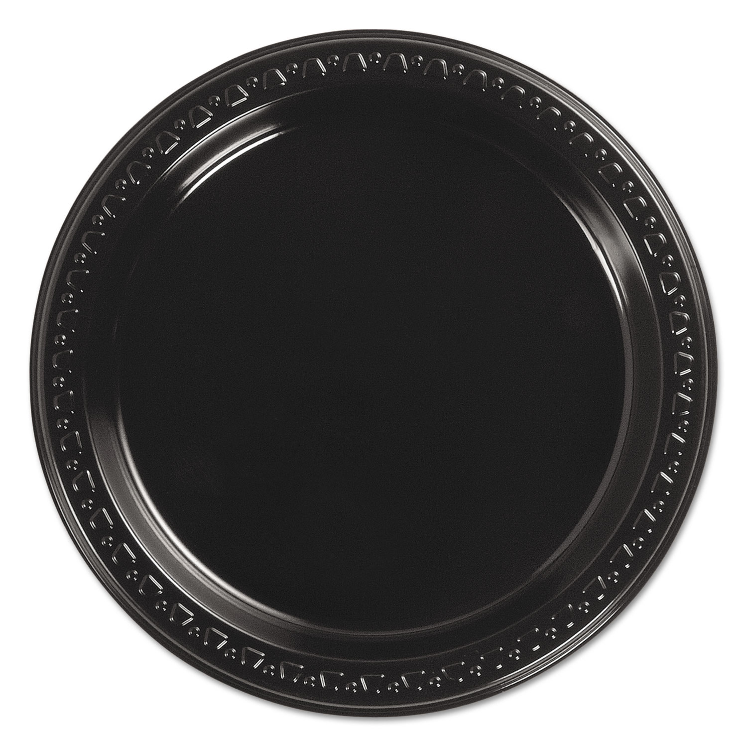 Heavyweight Plastic Plates, 7 Diameter, Black, 125/Pack, 8 Packs/CT