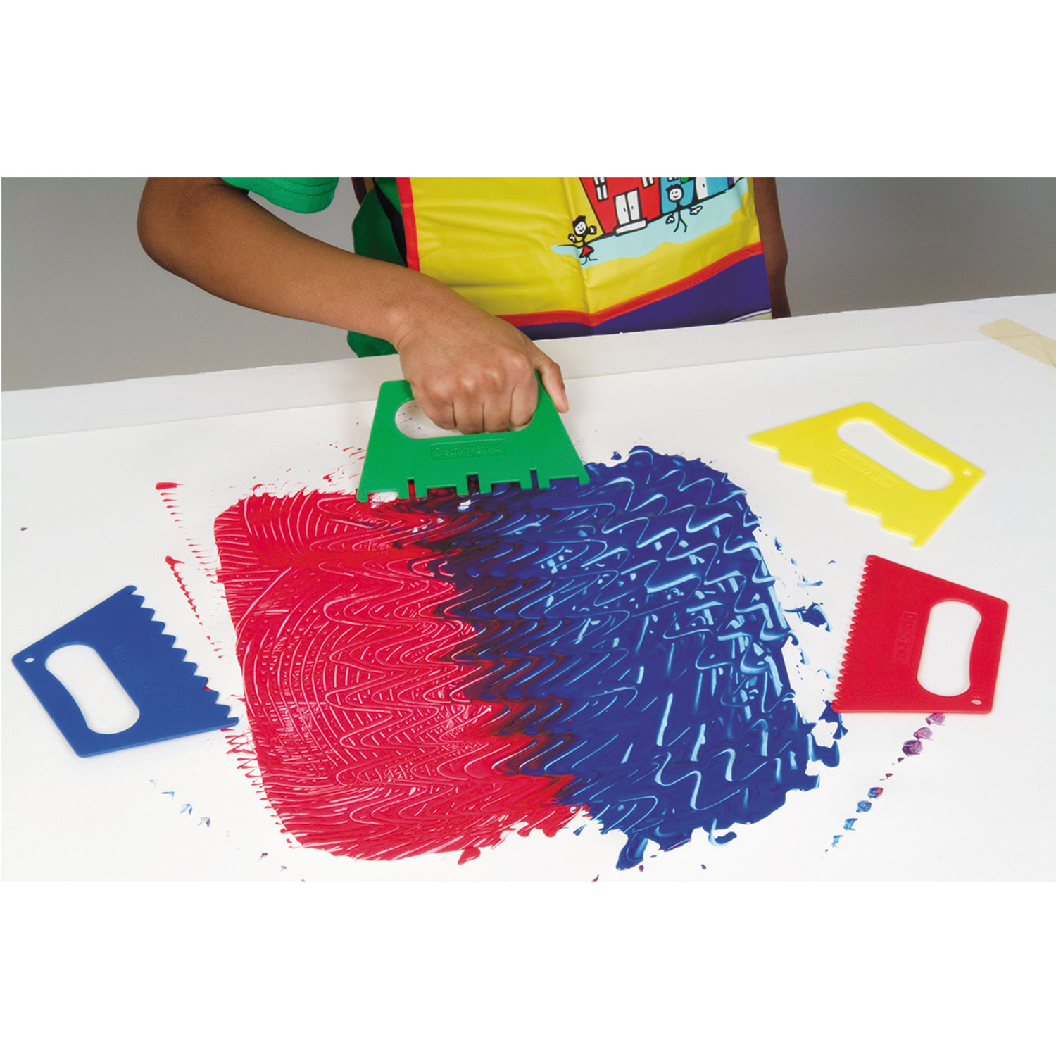 Plastic Paint Scrapers, 5W, Green/Blue/Red/Yellow, 4 Scrapers/Set