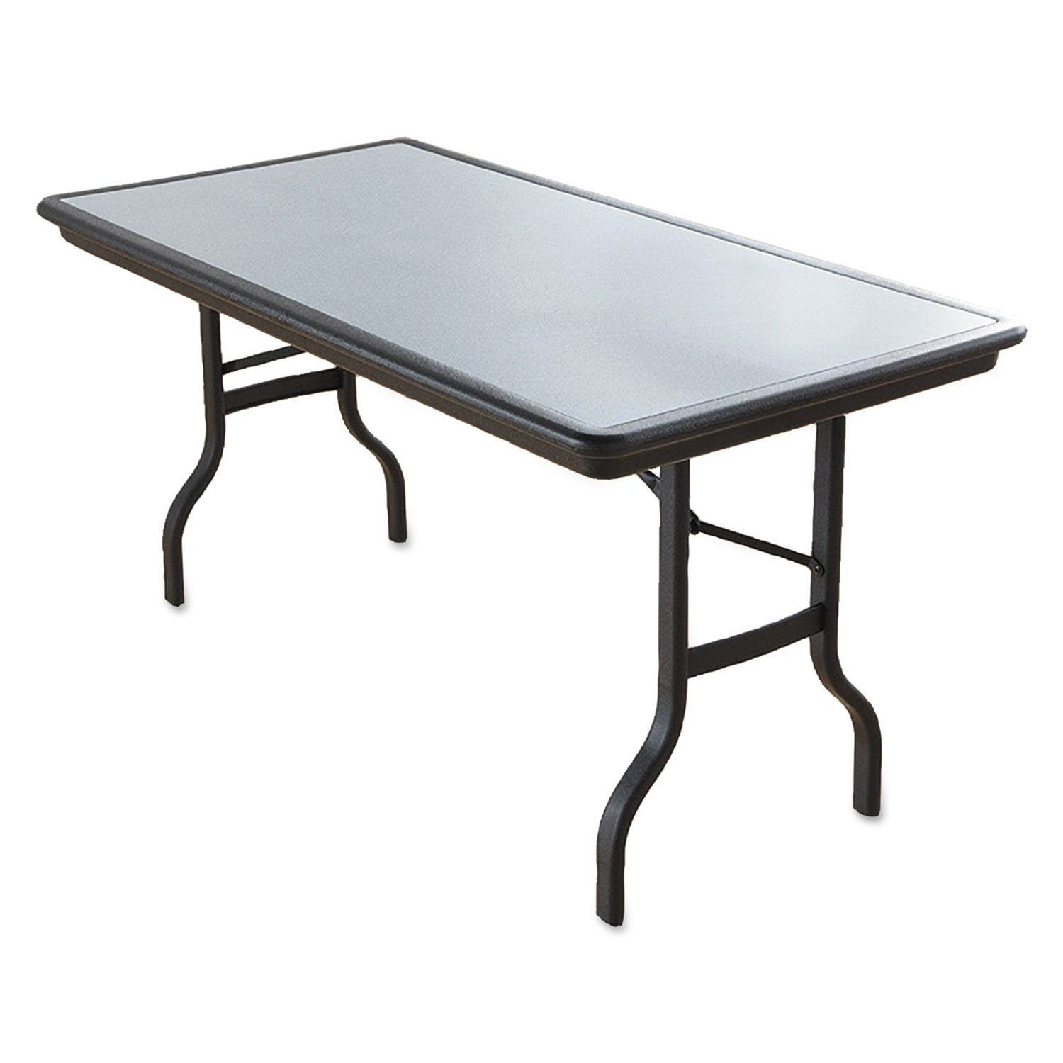IndestrucTables Resin Rectangular Folding Table, 60w x 30d x 29h, Granite/Black