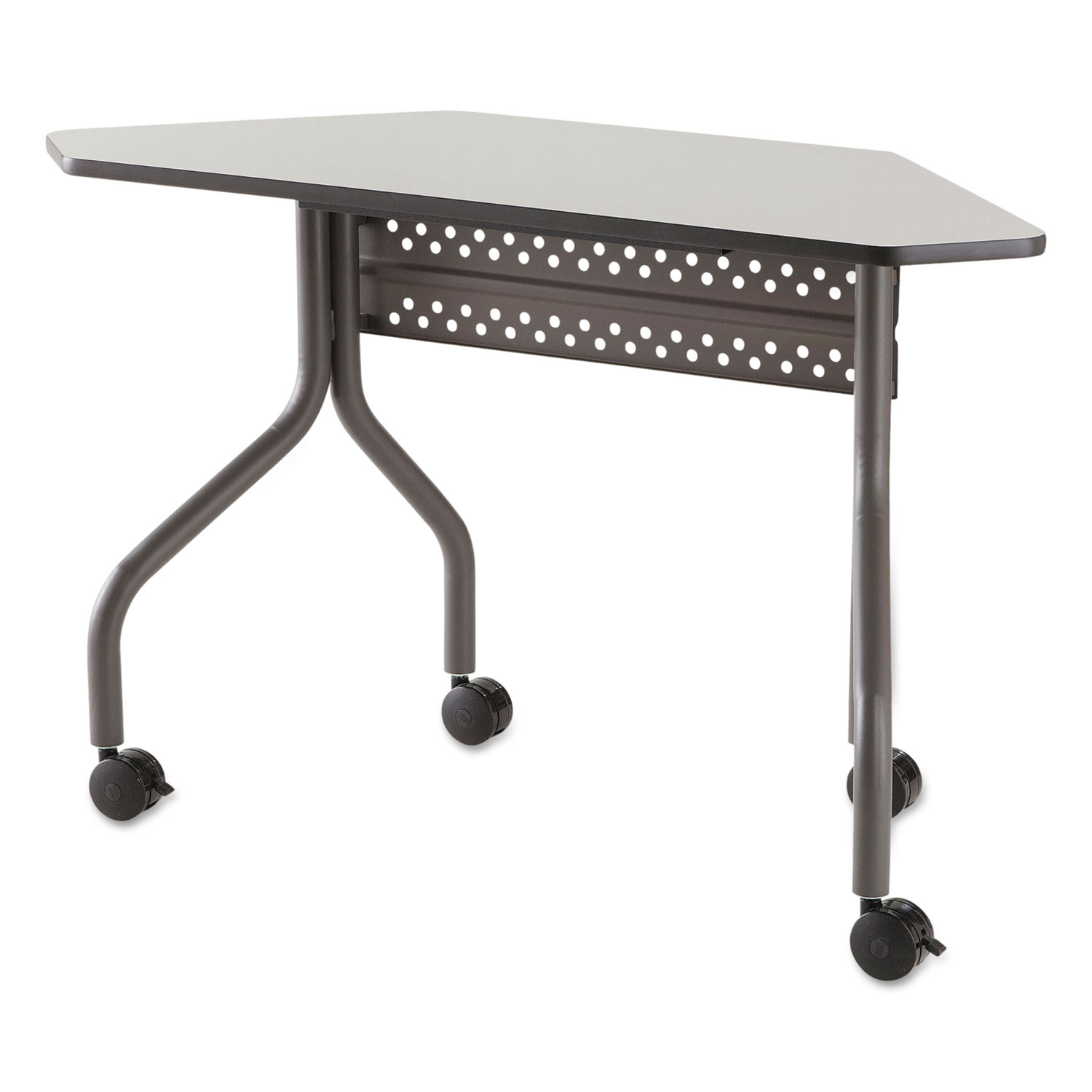 OfficeWorks Mobile Training Table, Trapezoid, 48w x 18d x 29h, Gray/Charcoal