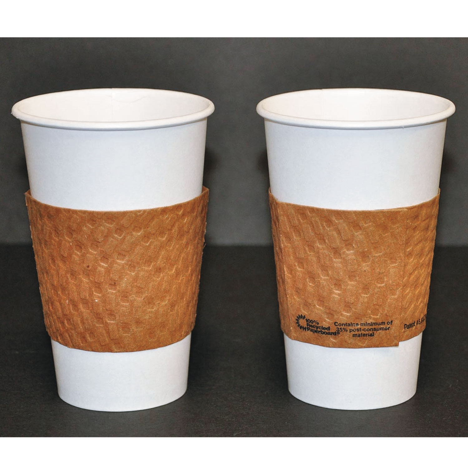 Kraft Hot Cup Sleeves, For 10-24 oz Cups, Brown, 1000/Carton