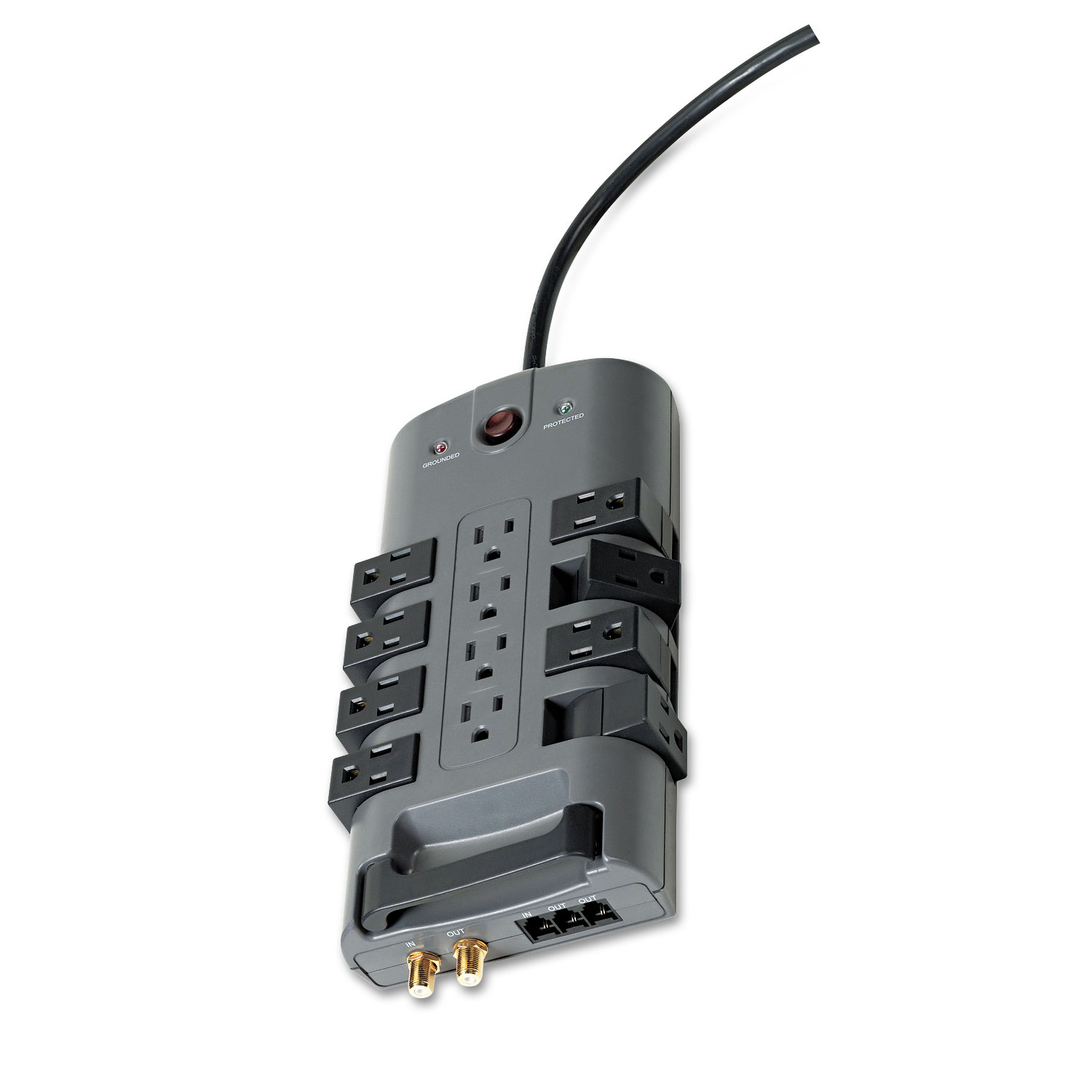  Belkin BP112230-08 Pivot Plug Surge Protector, 12 Outlets, 8 ft Cord, 4320 Joules, Gray (BLKBP11223008) 