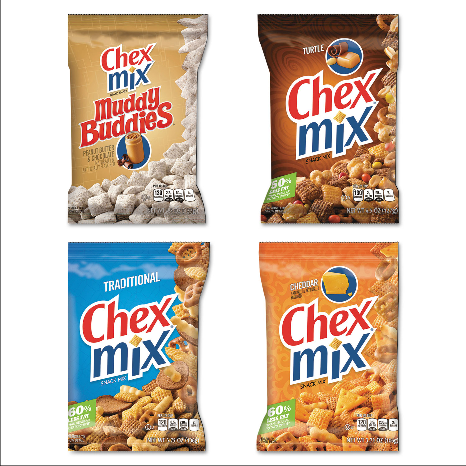 Chex Mix, Cheddar Flavor Trail Mix, 3.75oz Bag, 8/Box