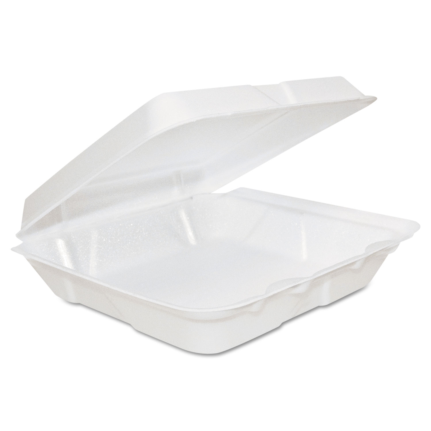  Dart 80HT1R Foam Hinged Lid Containers, 8 x 8 x 2 1/4, White, 200/Carton (DCC80HT1R) 