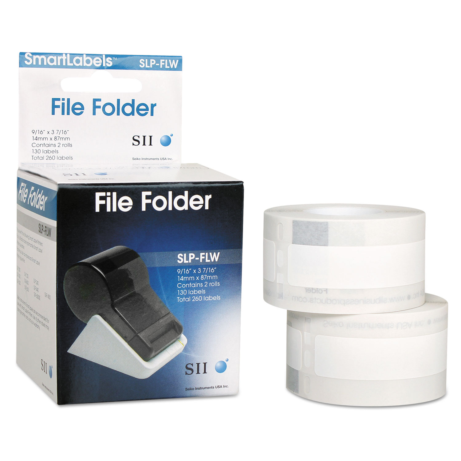 Self-Adhesive File Folder Labels, 0.56" x 3.43", White, 260/Box
