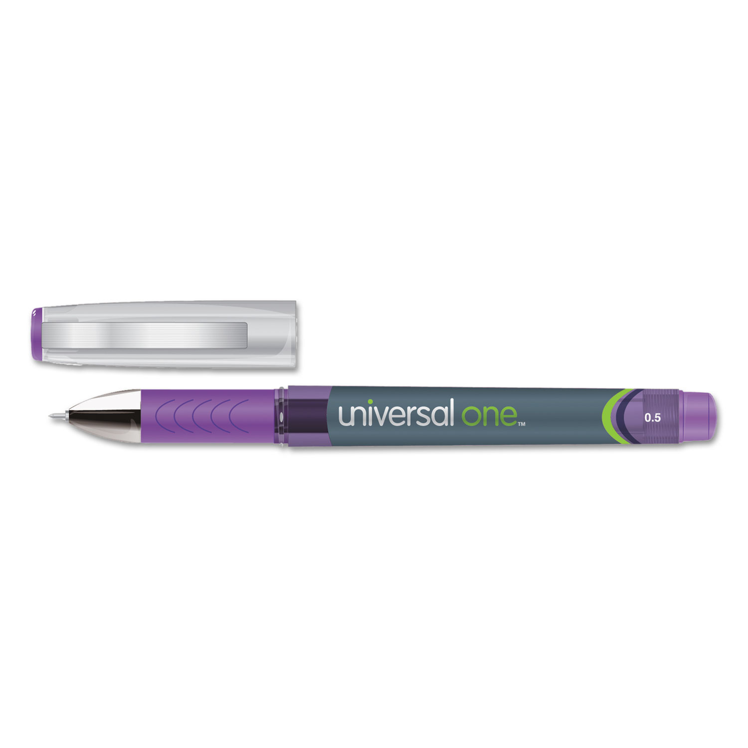High Capacity Roller Ball Stick Gel Pen, Purple Ink, Needle, .5mm, Dozen