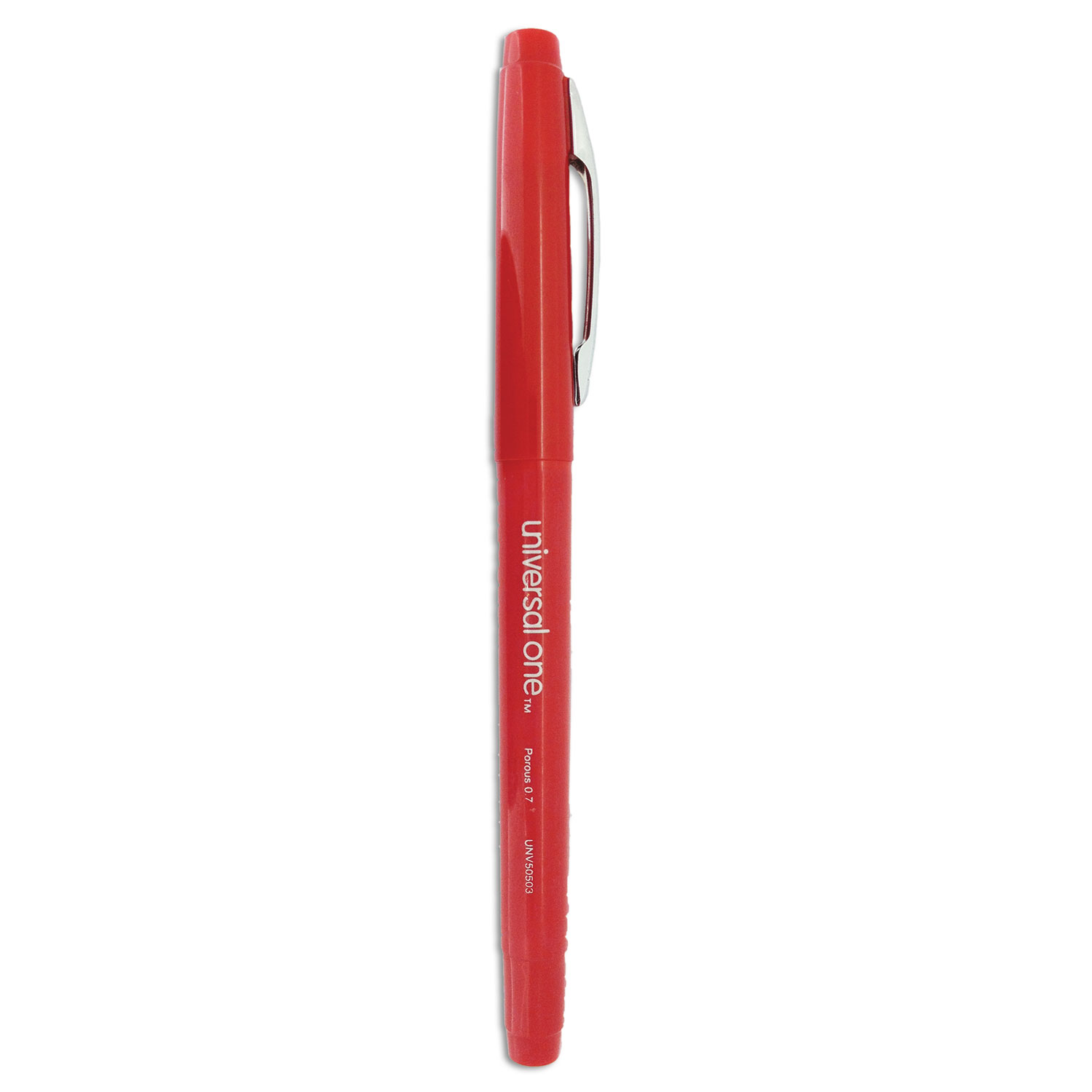  Universal UNV50503 Stick Porous Point Pen, Medium 0.7mm, Red Ink/Barrel, Dozen (UNV50503) 