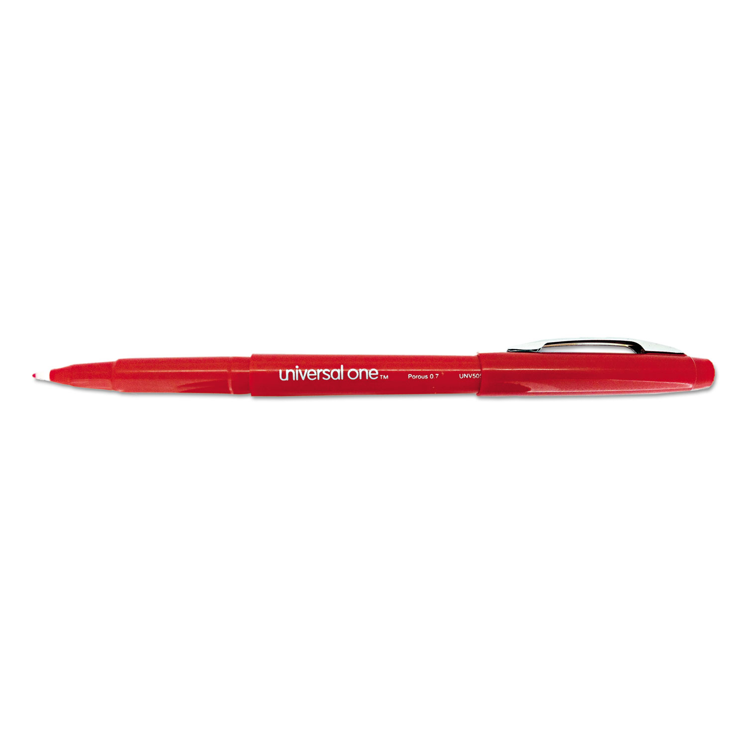 Porous Tip Stick Pen, Red Ink, Medium, Dozen