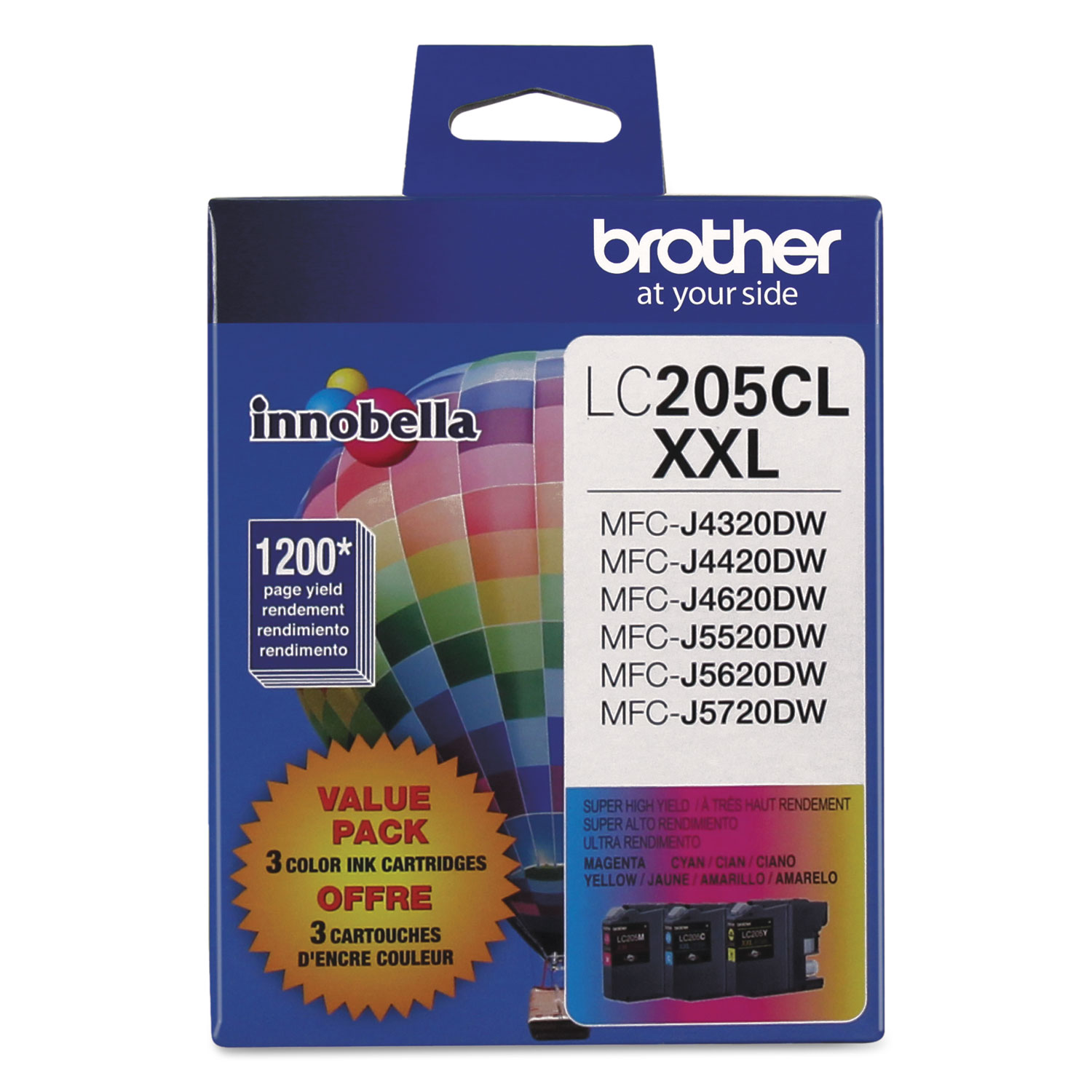  Brother LC2053PKS LC2053PKS Innobella Super High-Yield Ink, 1200 Page-Yield, Cyan/Magenta/Yellow (BRTLC2053PKS) 