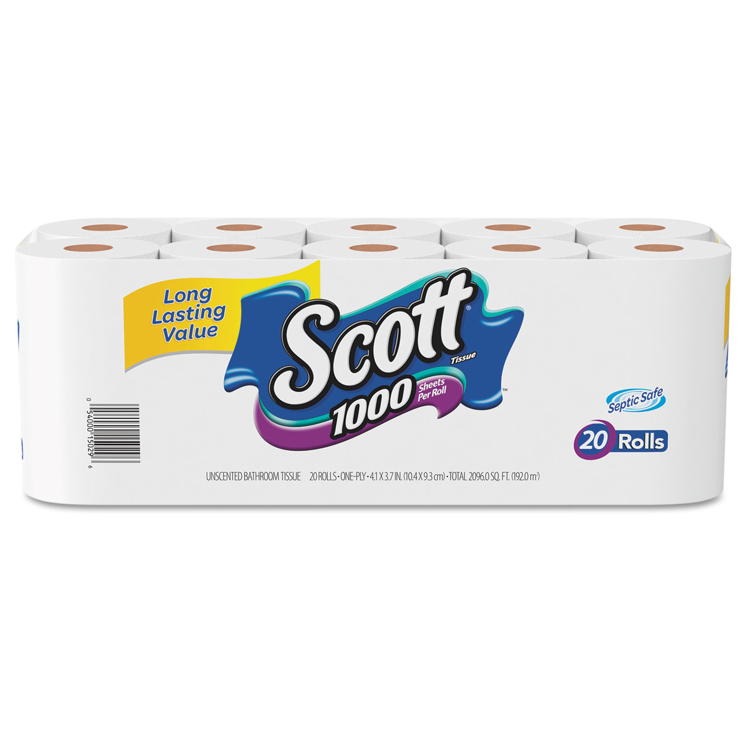 Standard Roll Bathroom Tissue, 1-Ply, 20/Pack, 2 Packs/Carton