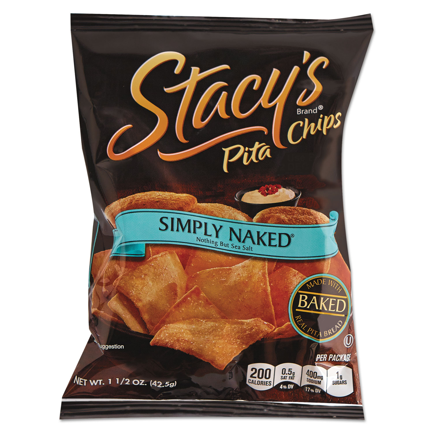 Stacy's 028400525466 Pita Chips, 1.5 oz Bag, Original, 24/Carton (LAY52546) 