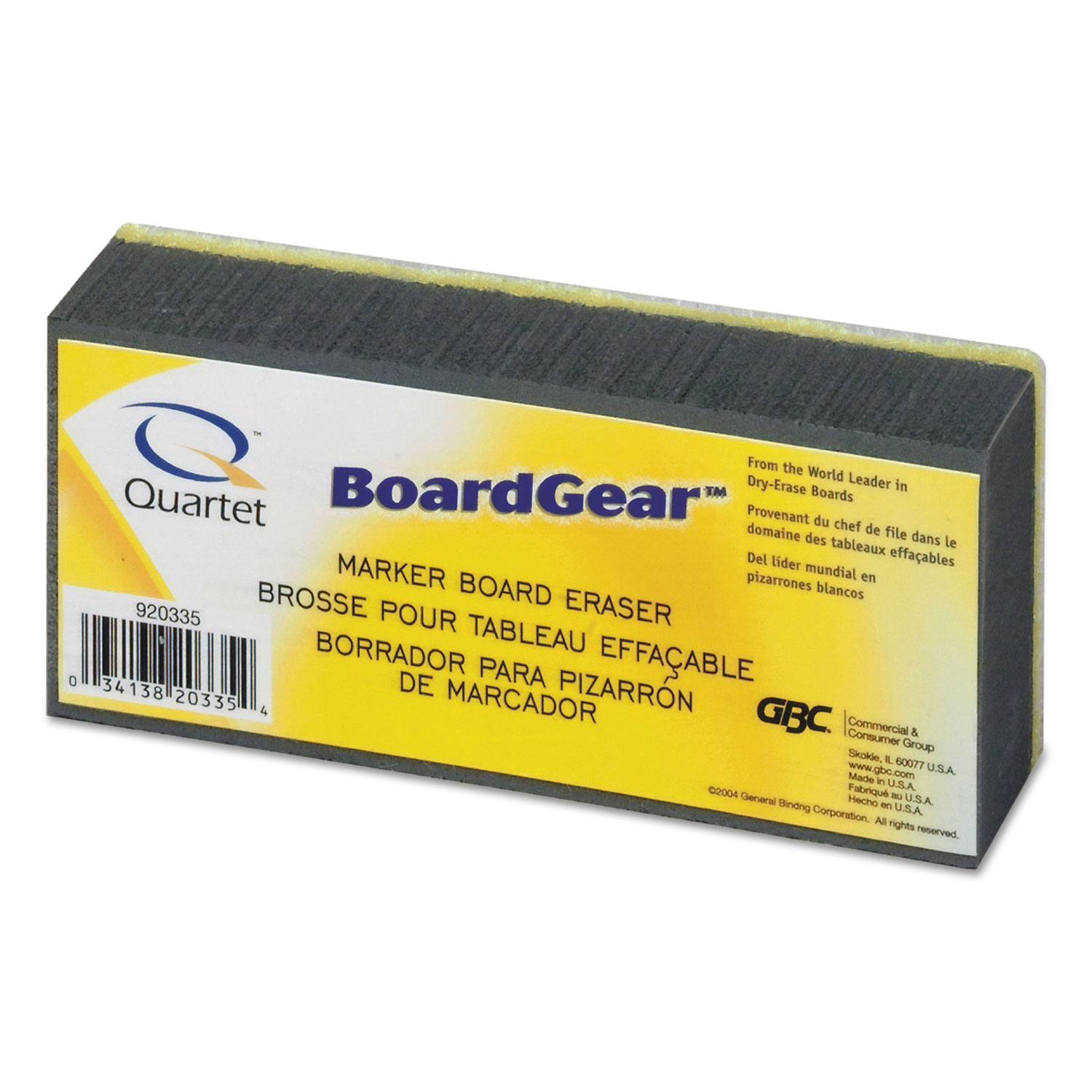 Quartet 920335 BoardGear Marker Board Eraser, 5 x 2.75 x 1.38 (QRT920335) 