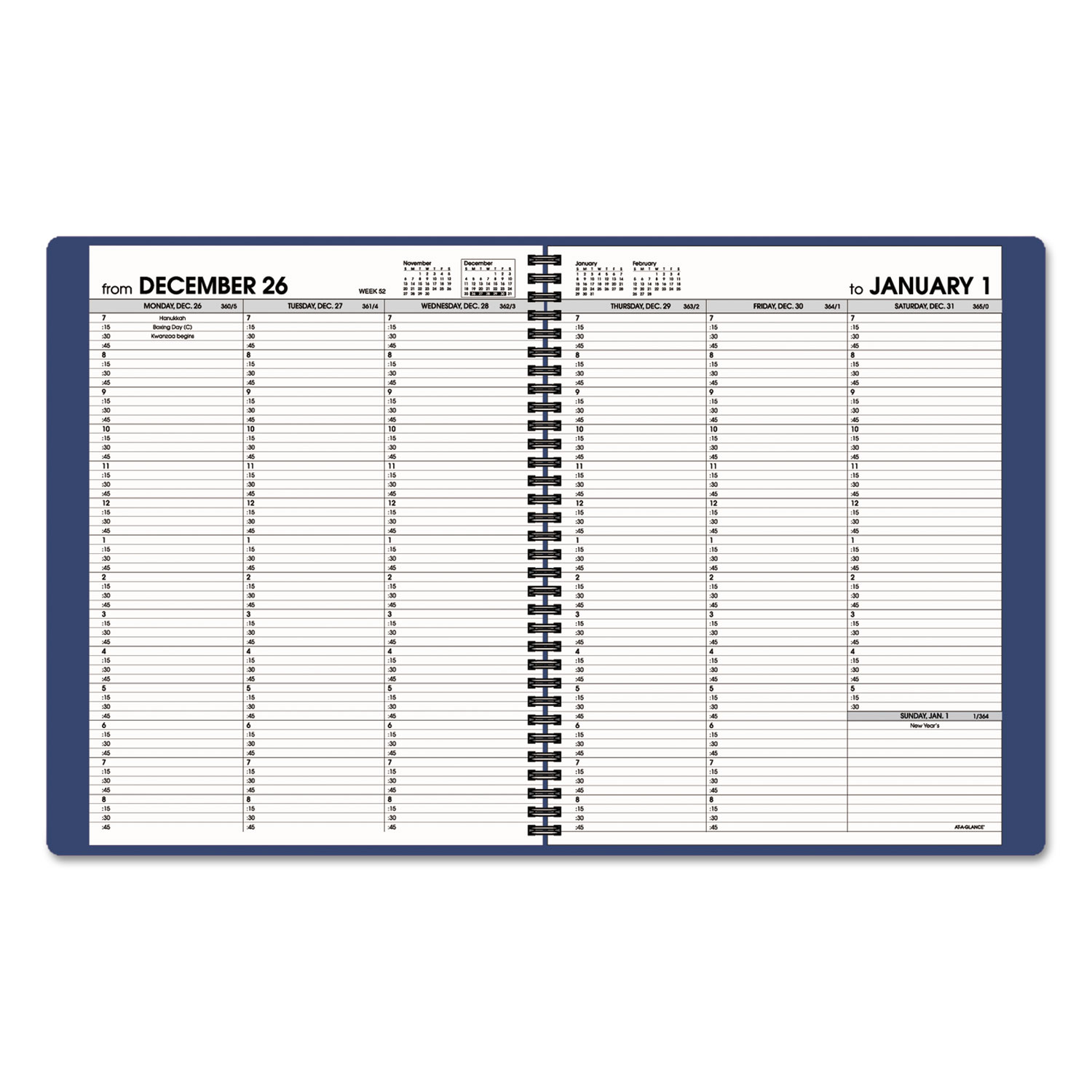 Weekly Appointment Book, 8 1/4 x 10 7/8, Navy, 2018-2019