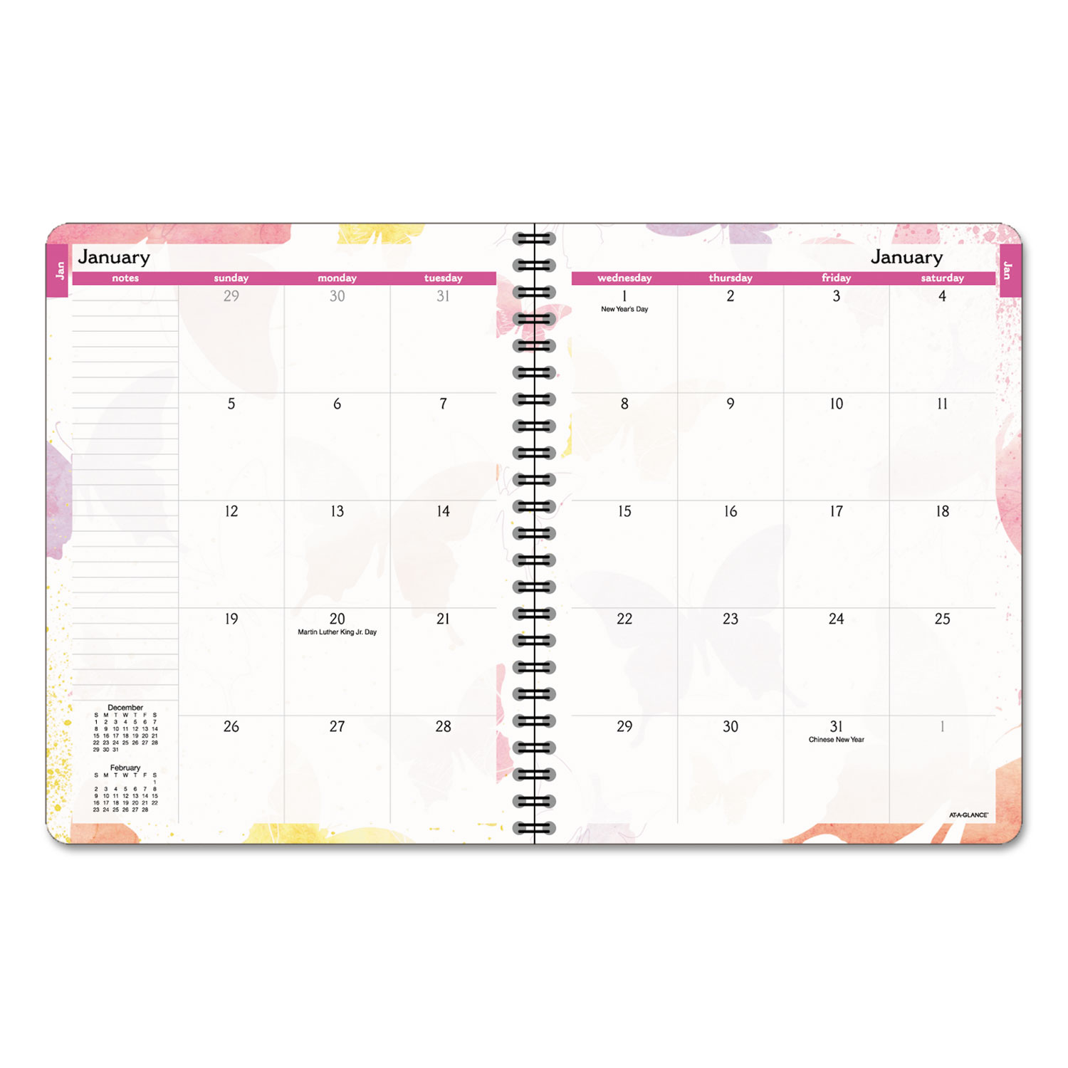 Watercolors Monthly Planner, 6 7/8 x 8 3/4, Watercolors, 2018-2019