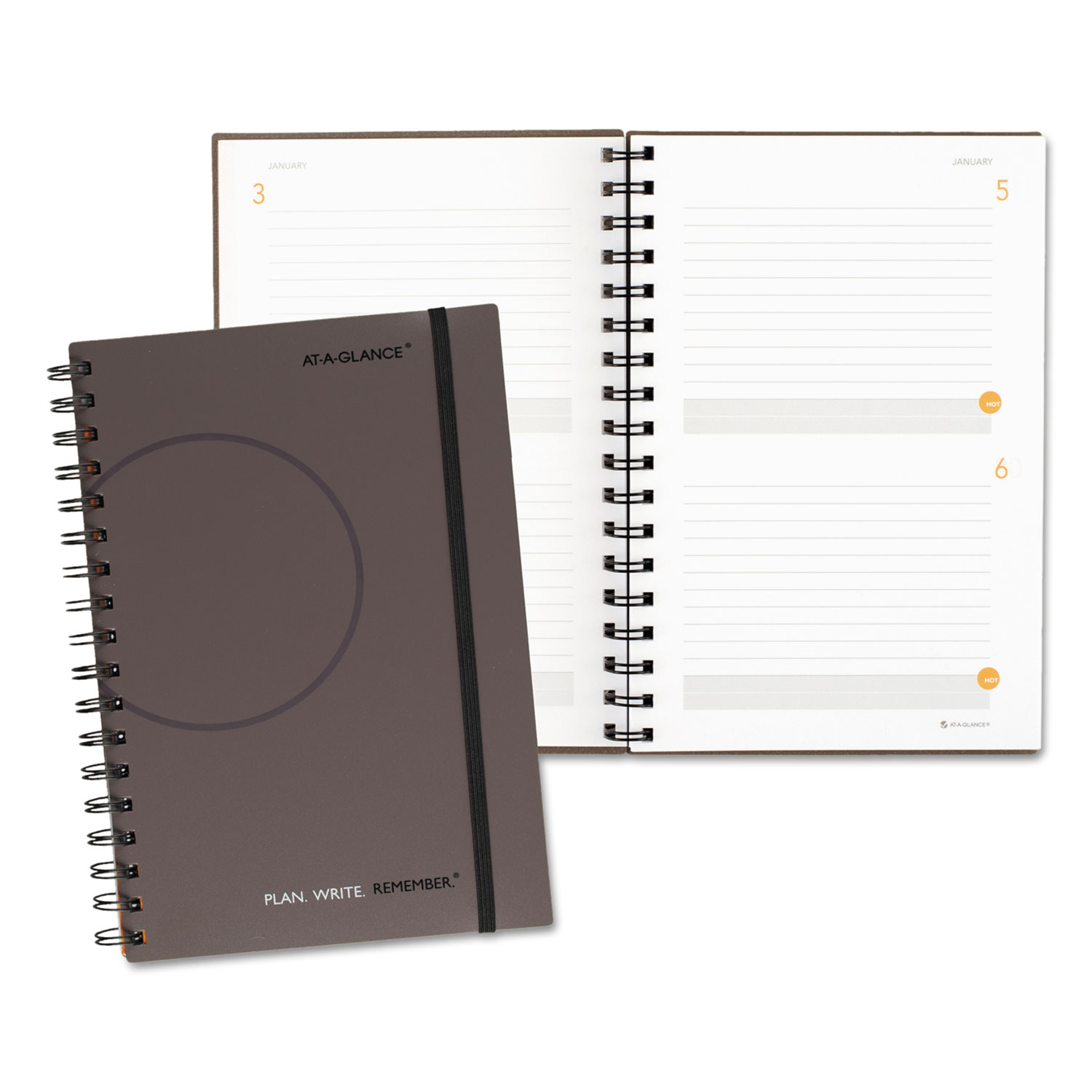  AT-A-GLANCE 80620330 Plan. Write. Remember. Planning Notebook Two Days Per Page, 9 x 6, Gray (AAG80620330) 