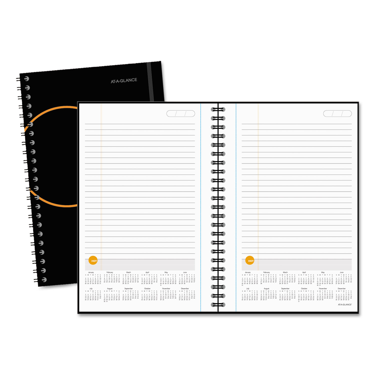  AT-A-GLANCE 70621005 Plan. Write. Remember. Notebook with Reference Calendar, 9 x 5 5/8, Black (AAG70621005) 