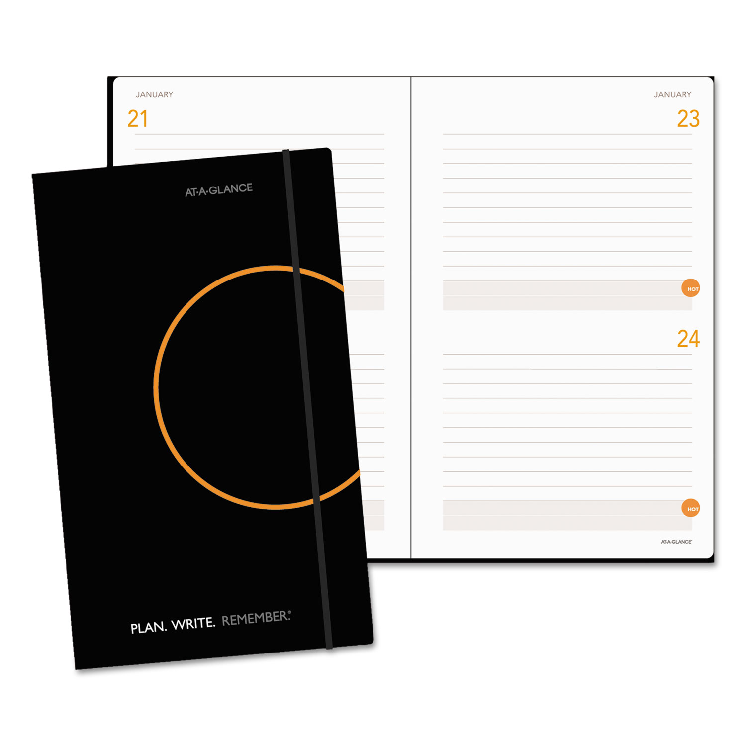  AT-A-GLANCE 80612105 Plan. Write. Remember. Planning Notebook Two Days Per Page, 8 1/4 x 5, Black (AAG80612105) 