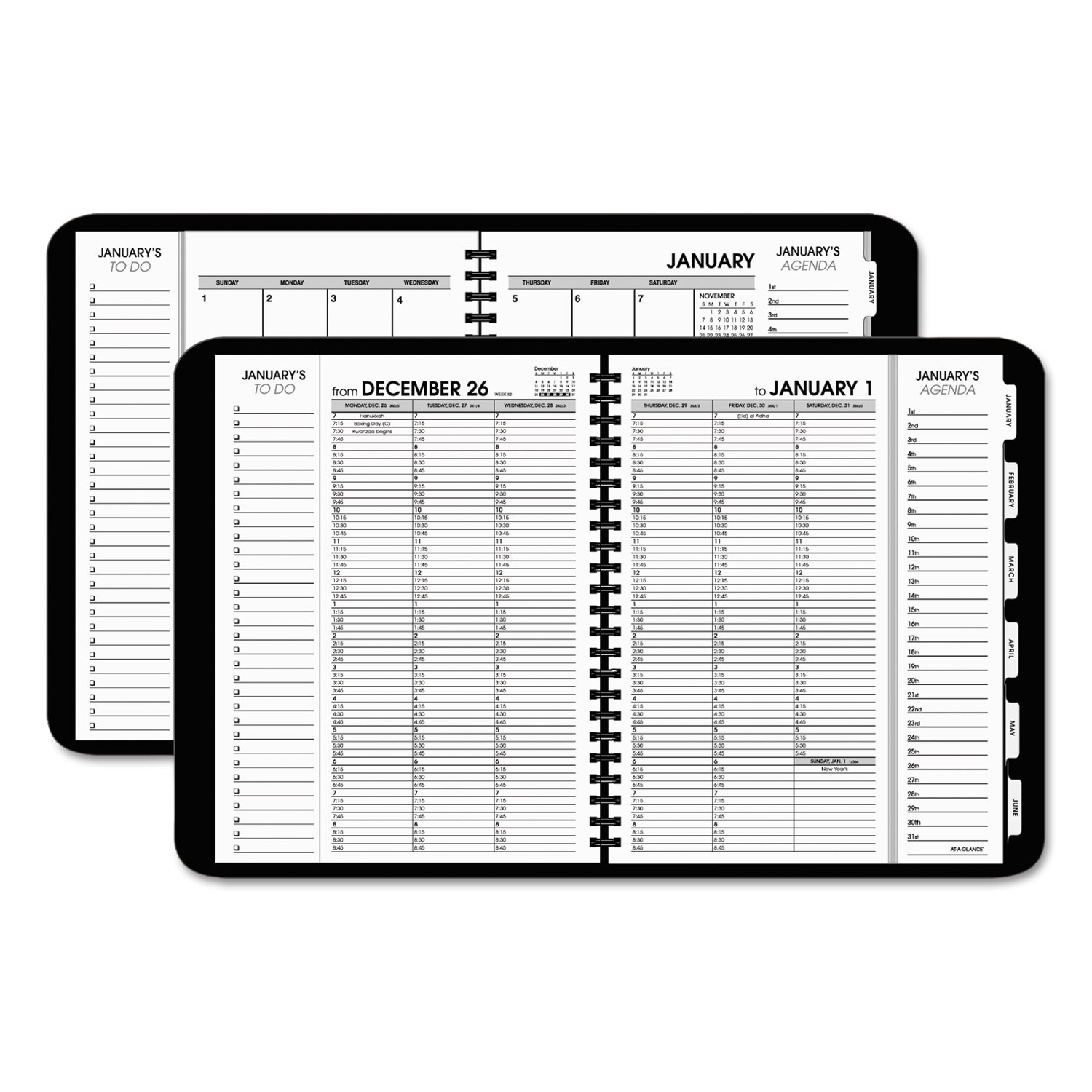 Triple View Weekly/Monthly Appointment Book, 8 1/4 x 10 7/8, Black, 2018