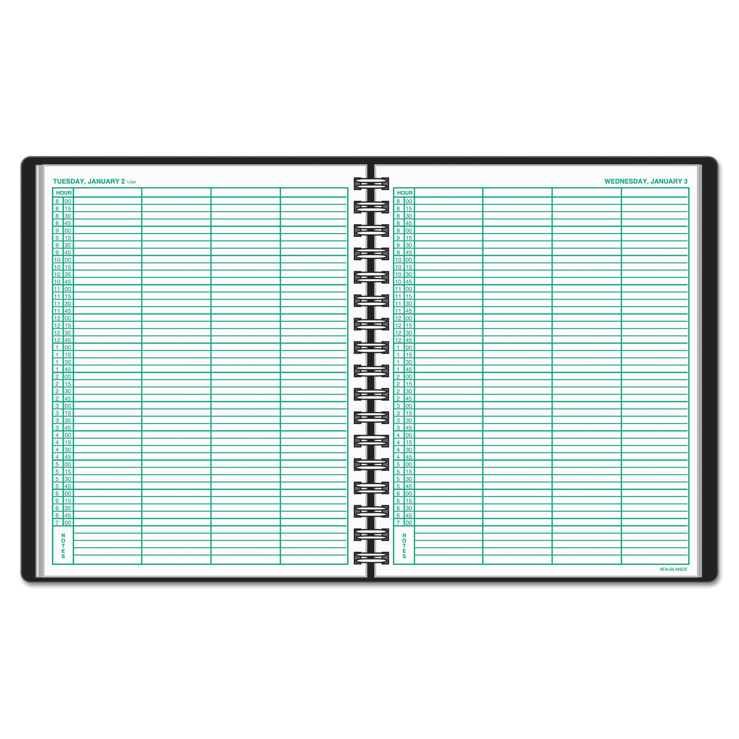 Four-Person Group Daily Appointment Book, 8 x 10 7/8, White, 2018