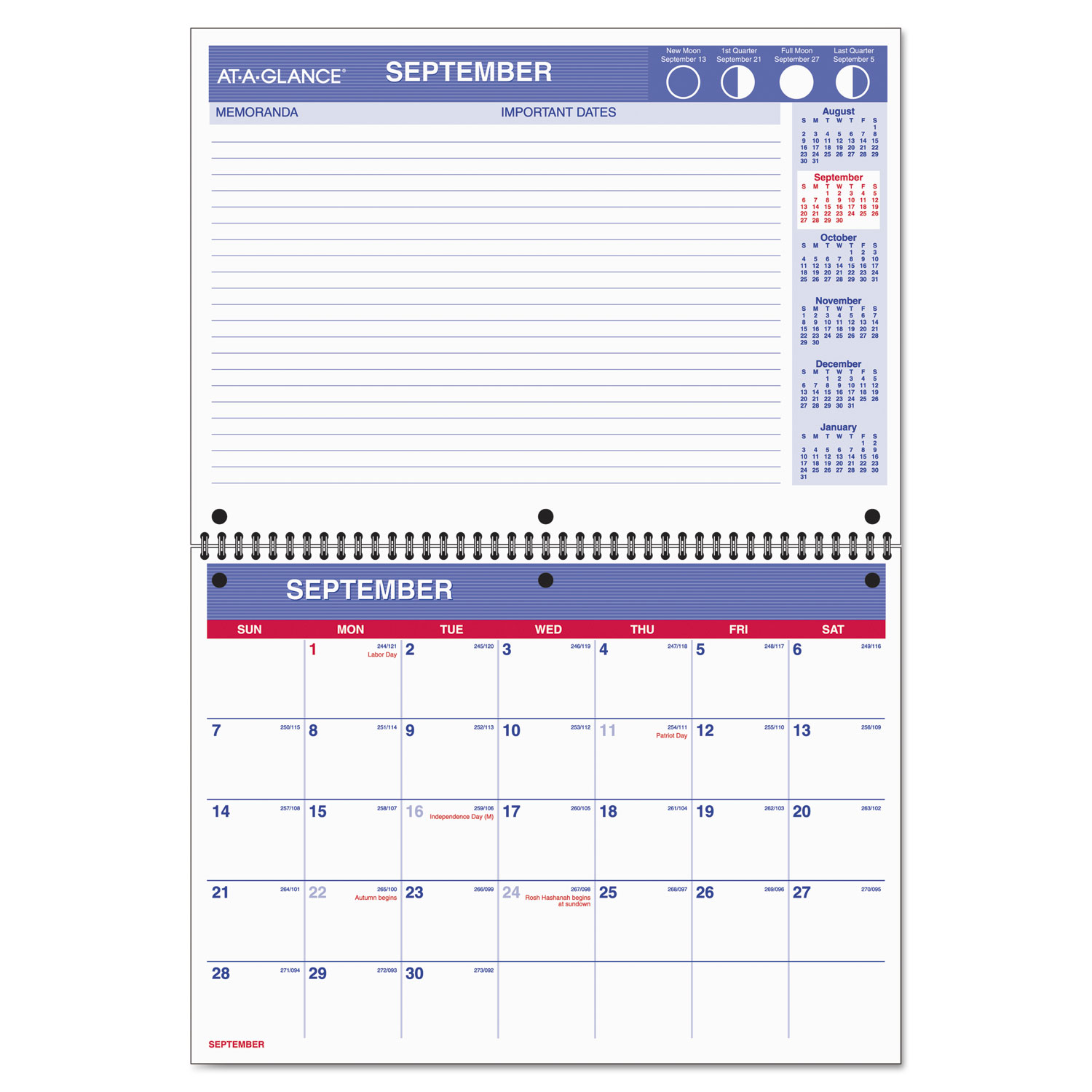 Wirebound Monthly Desk/Wall Calendar, 11 x 8, 2019-2020