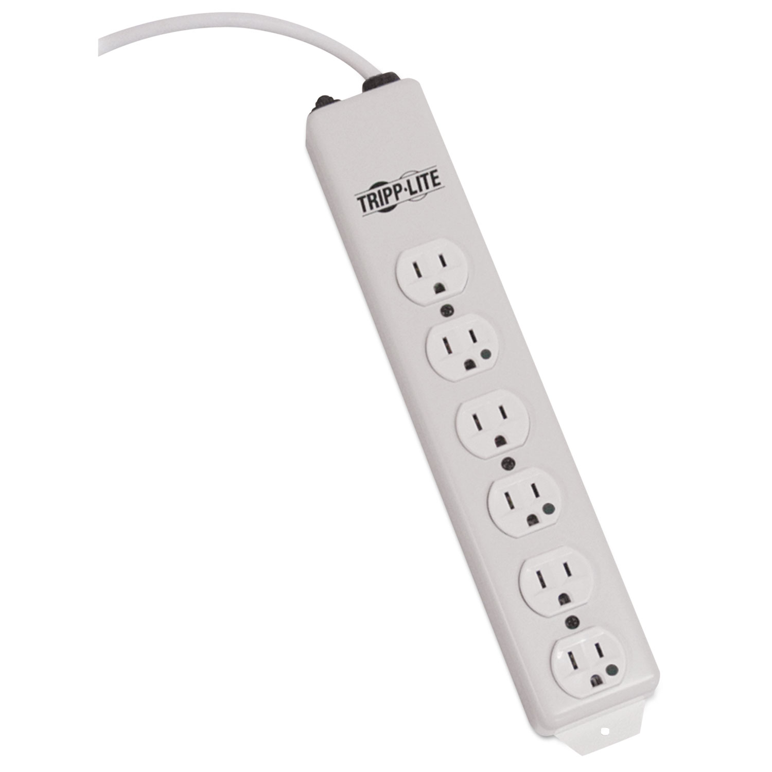 Power Strip for Nonpatient Care Areas, 6 Outlets, 6 ft Cord, White