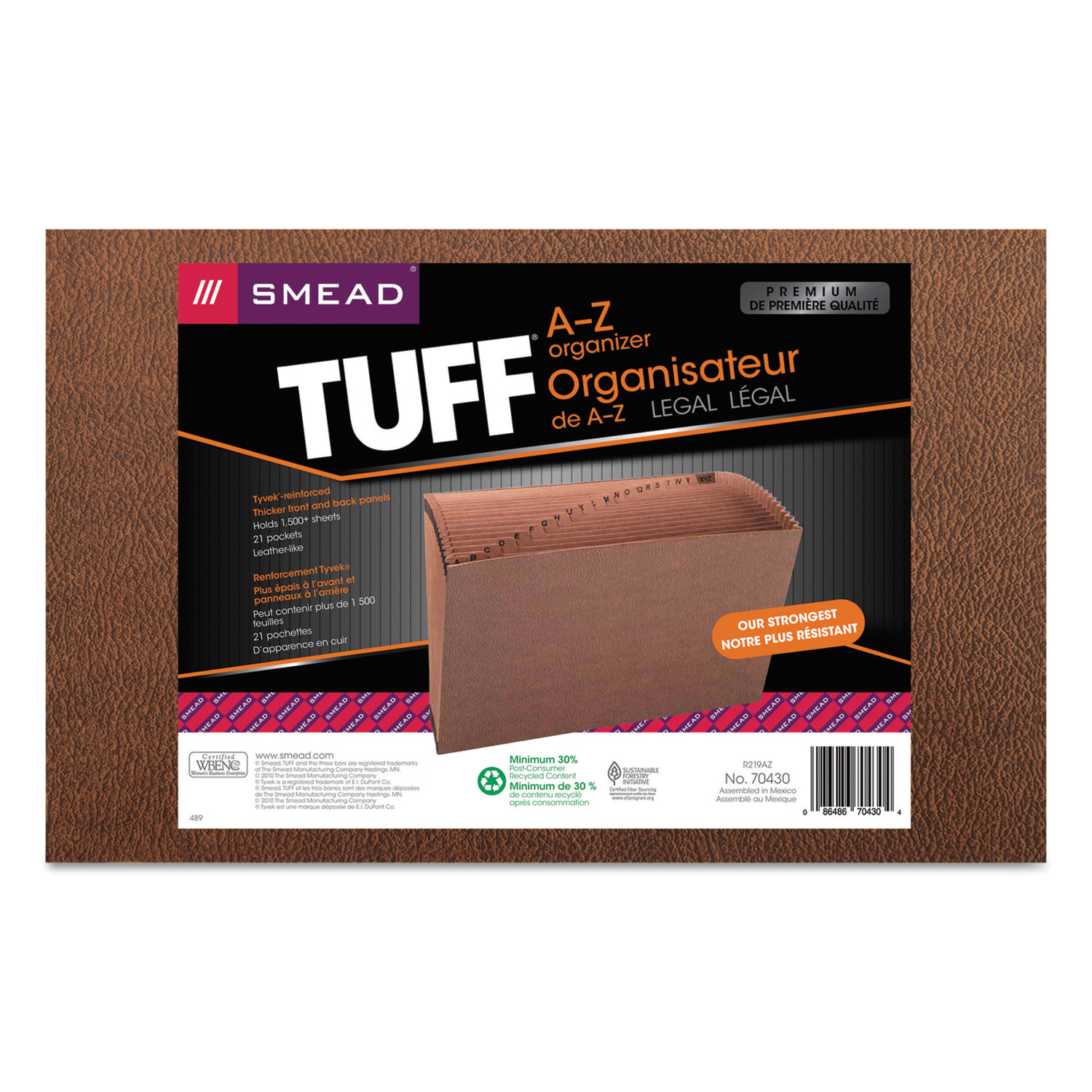  Smead 70430 TUFF Expanding Files, 21 Sections, 1/21-Cut Tab, Legal Size, Redrope (SMD70430) 