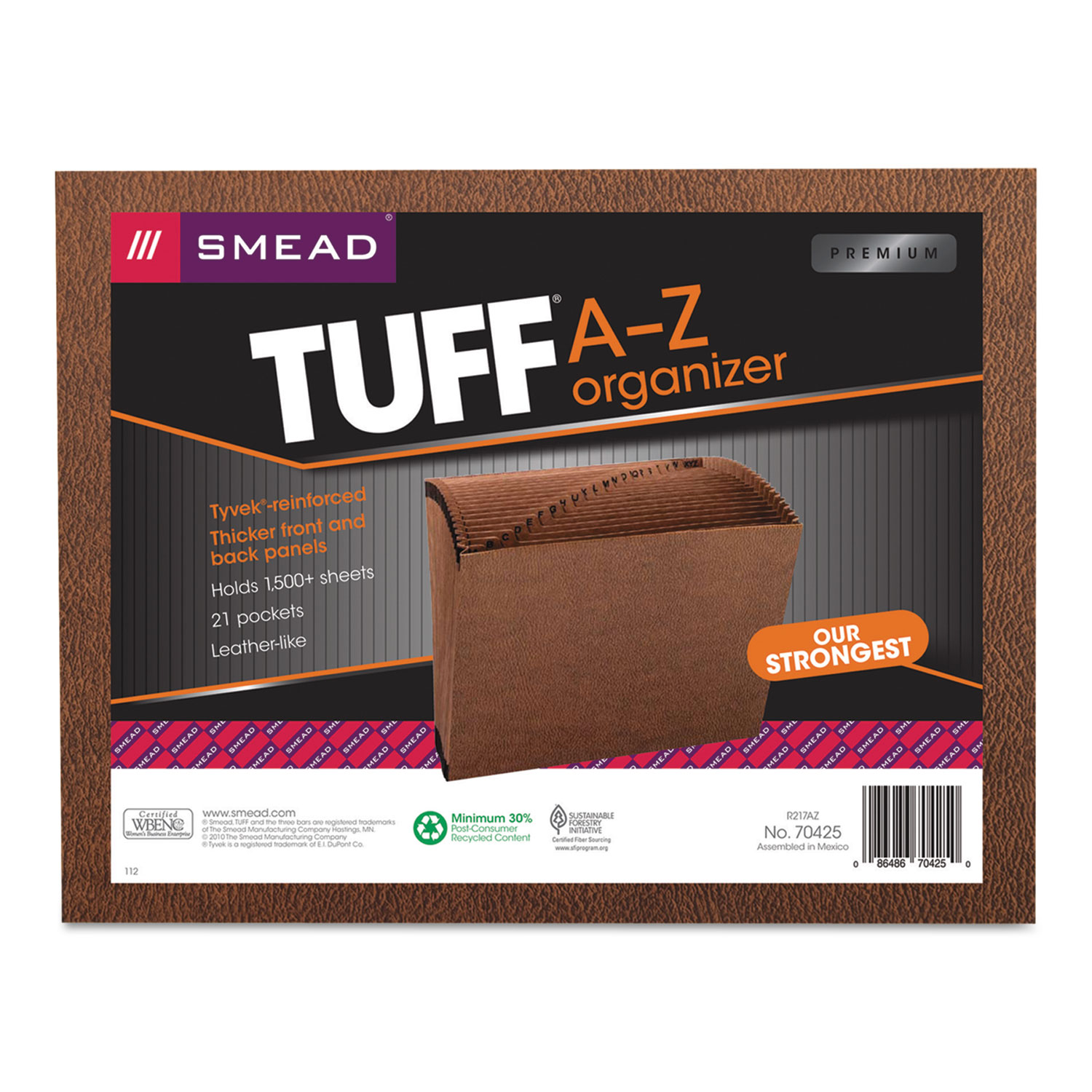  Smead 70425 TUFF Expanding Files, 21 Sections, 1/21-Cut Tab, Letter Size, Redrope (SMD70425) 