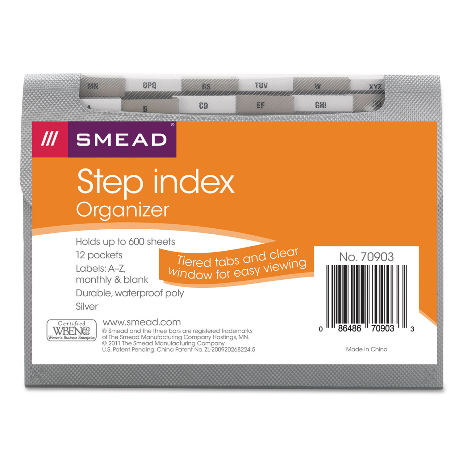  Smead 70903 Step Index Organizer, 12 Sections, 1/6-Cut Tab, Letter Size, Silver (SMD70903) 