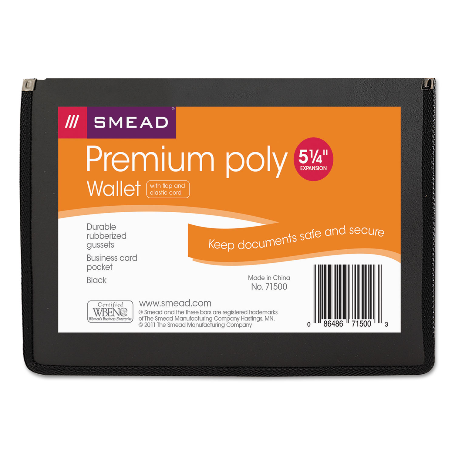  Smead 71500 Poly Premium Wallets, 5.25 Expansion, 1 Section, Letter Size, Black (SMD71500) 