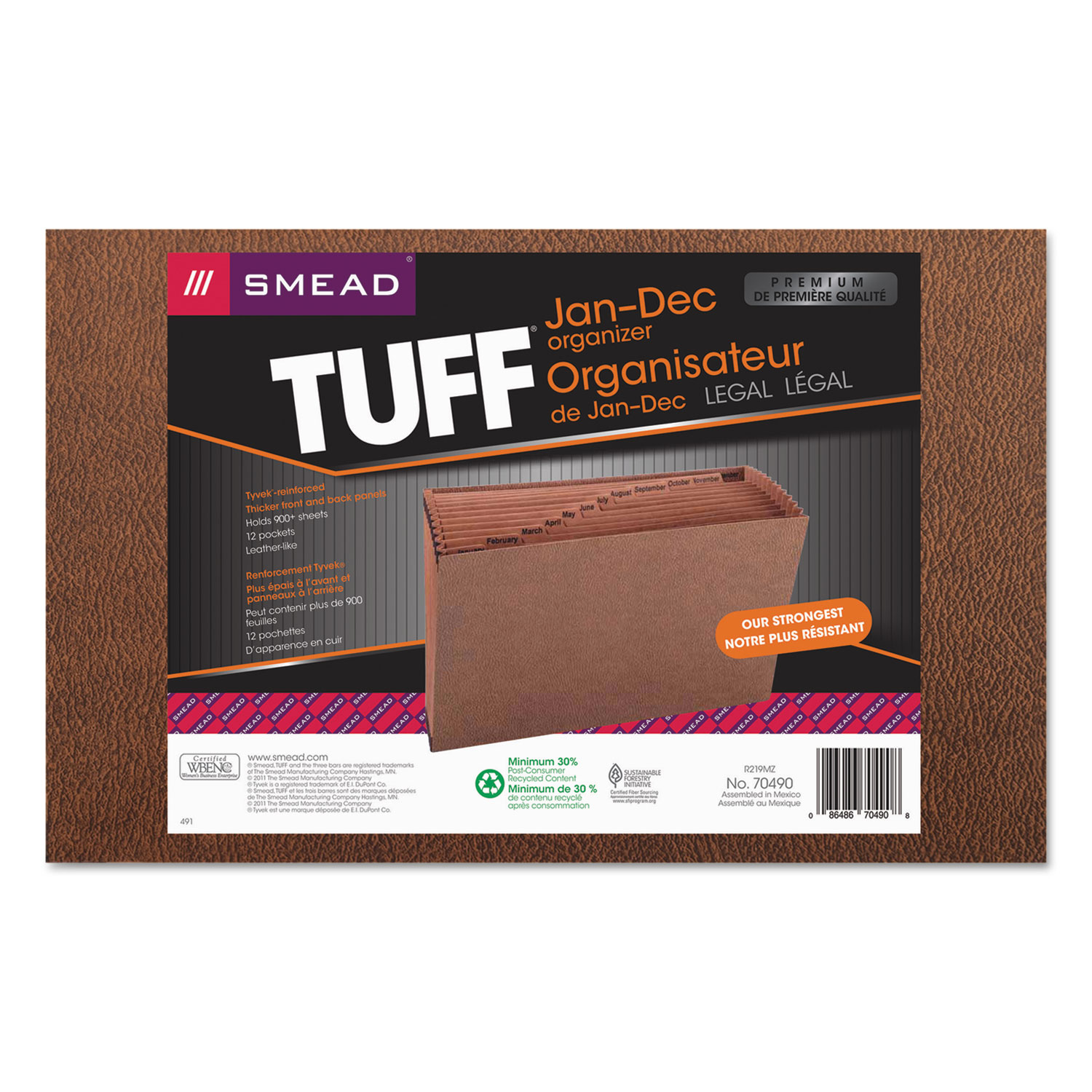  Smead 70490 TUFF Expanding Files, 12 Sections, 1/12-Cut Tab, Legal Size, Redrope (SMD70490) 