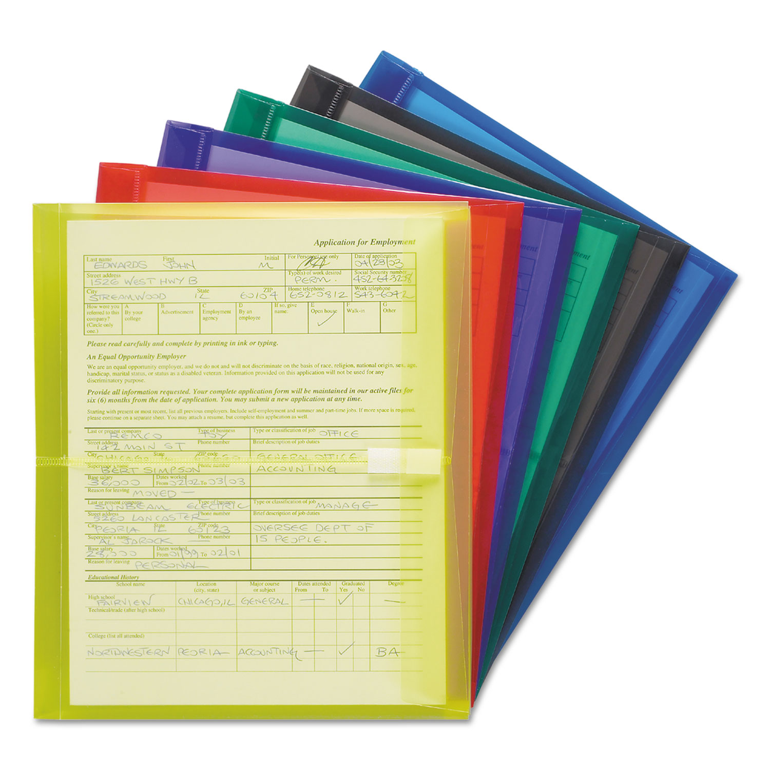  Smead 89669 Poly Side-Load Envelopes, Fold Flap Closure, 9.75 x 11.63, Assorted, 6/Pack (SMD89669) 