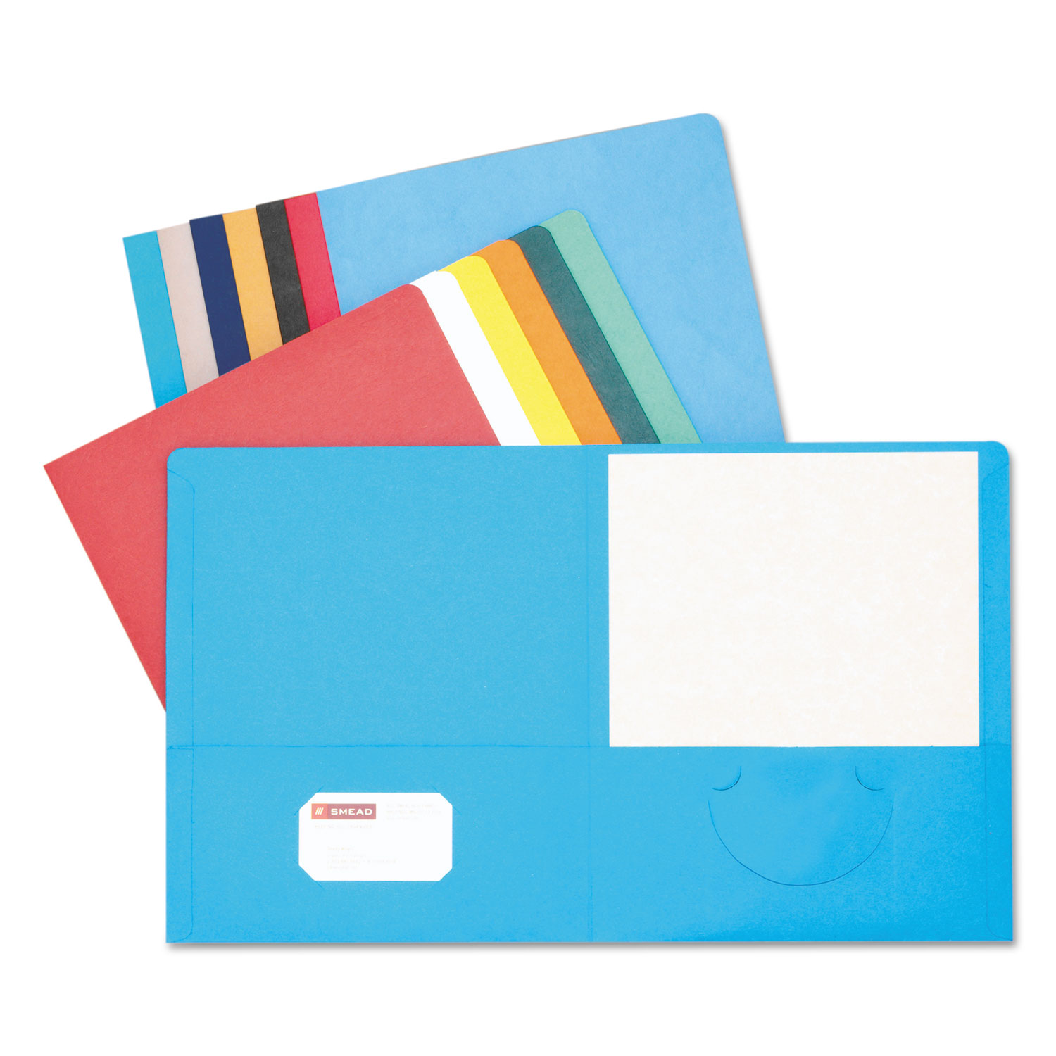 Two-Pocket Folder, Textured Paper, Assorted, 25/Box