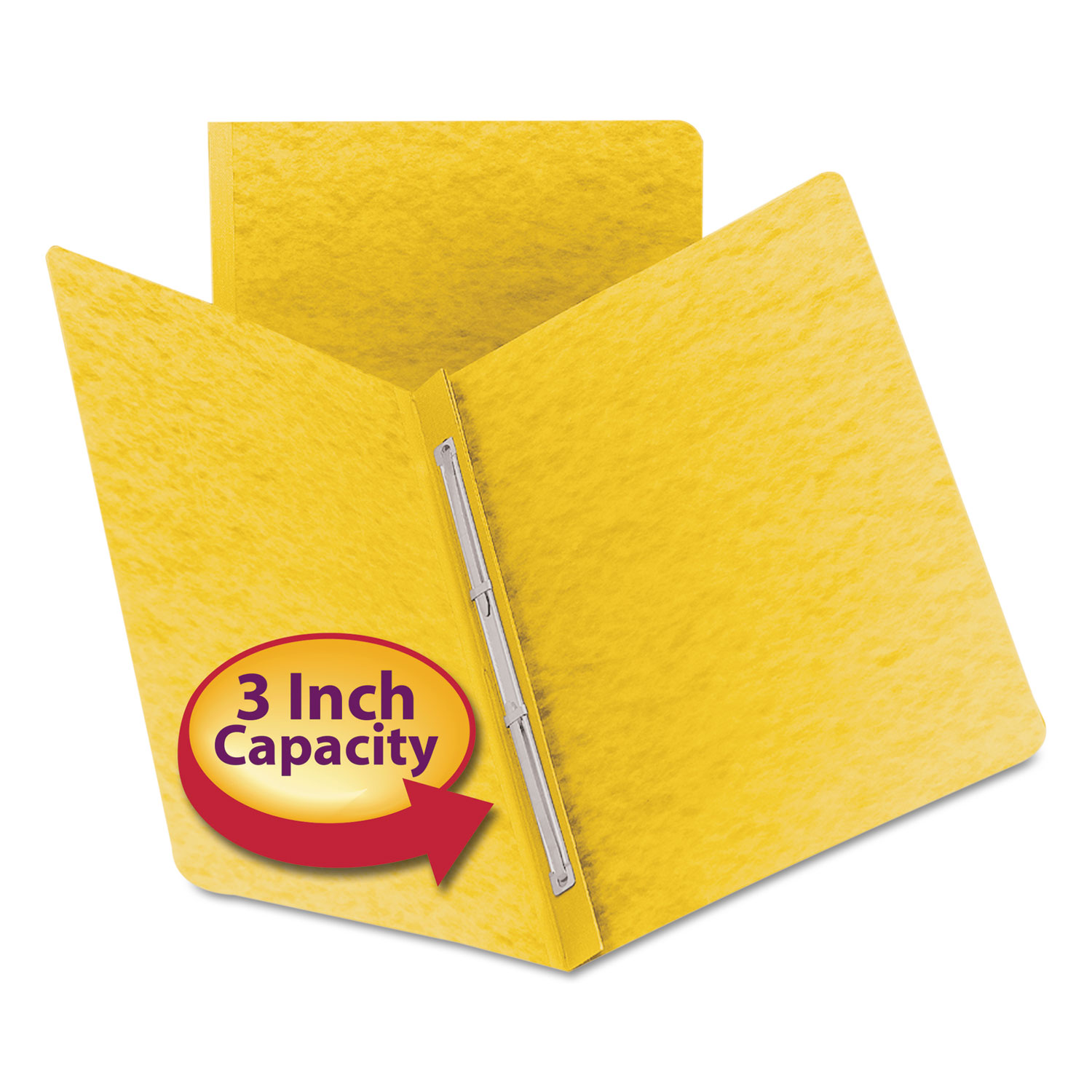 Side Opening PressGuard Report Cover, Prong Fastener, Letter, Yellow