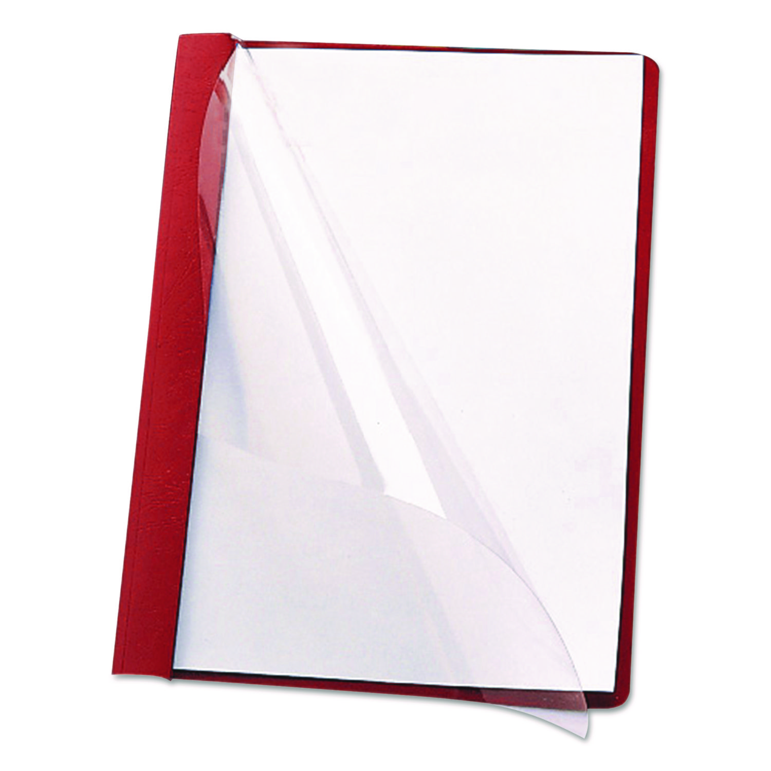 Poly Report Cover, Tang Clip, Letter, 1/2 Capacity, Clear/Red, 25/Box