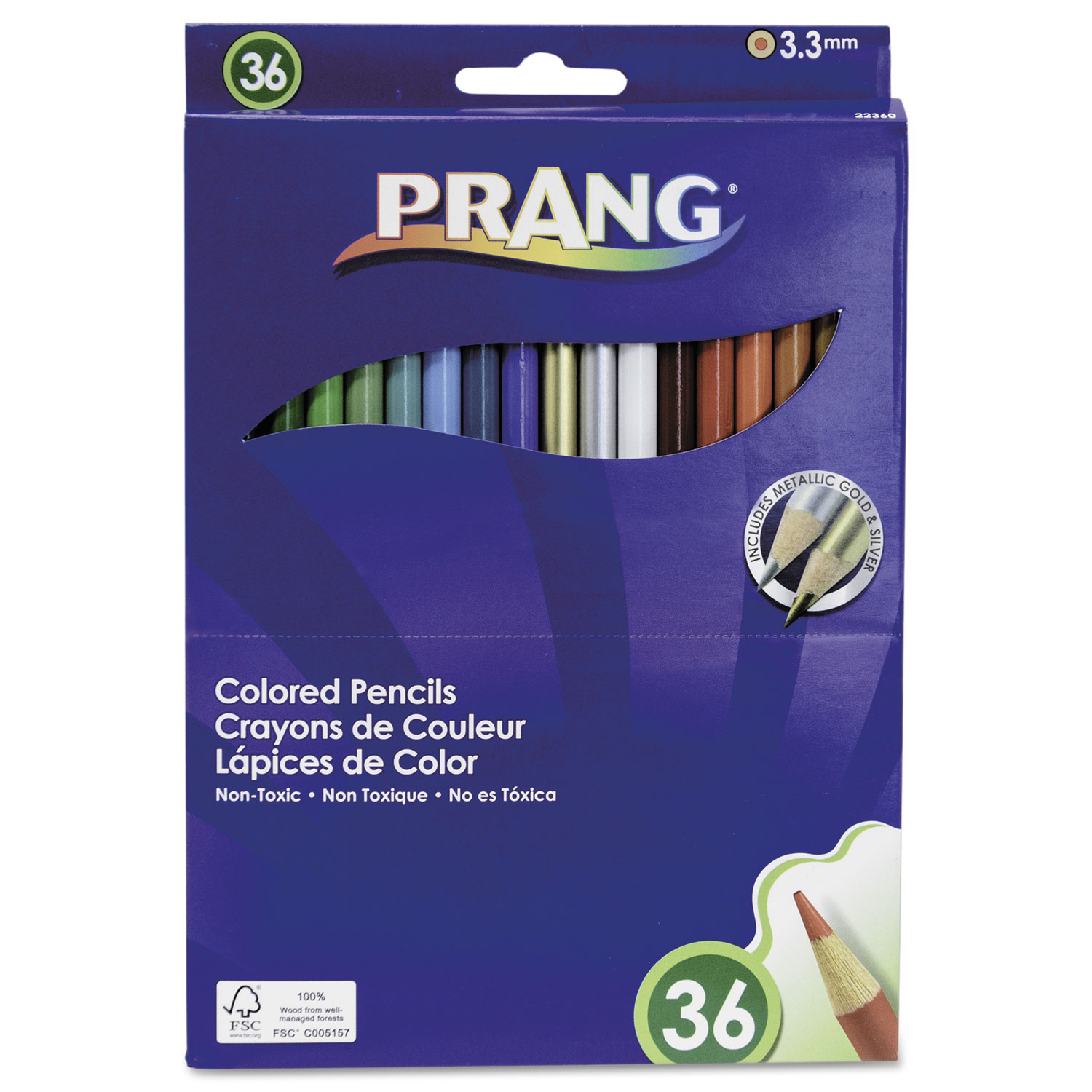  Prang 22360 Colored Pencil Sets, 3.3 mm, 2B (#1), Assorted Lead/Barrel Colors, 36/Pack (DIX22360) 