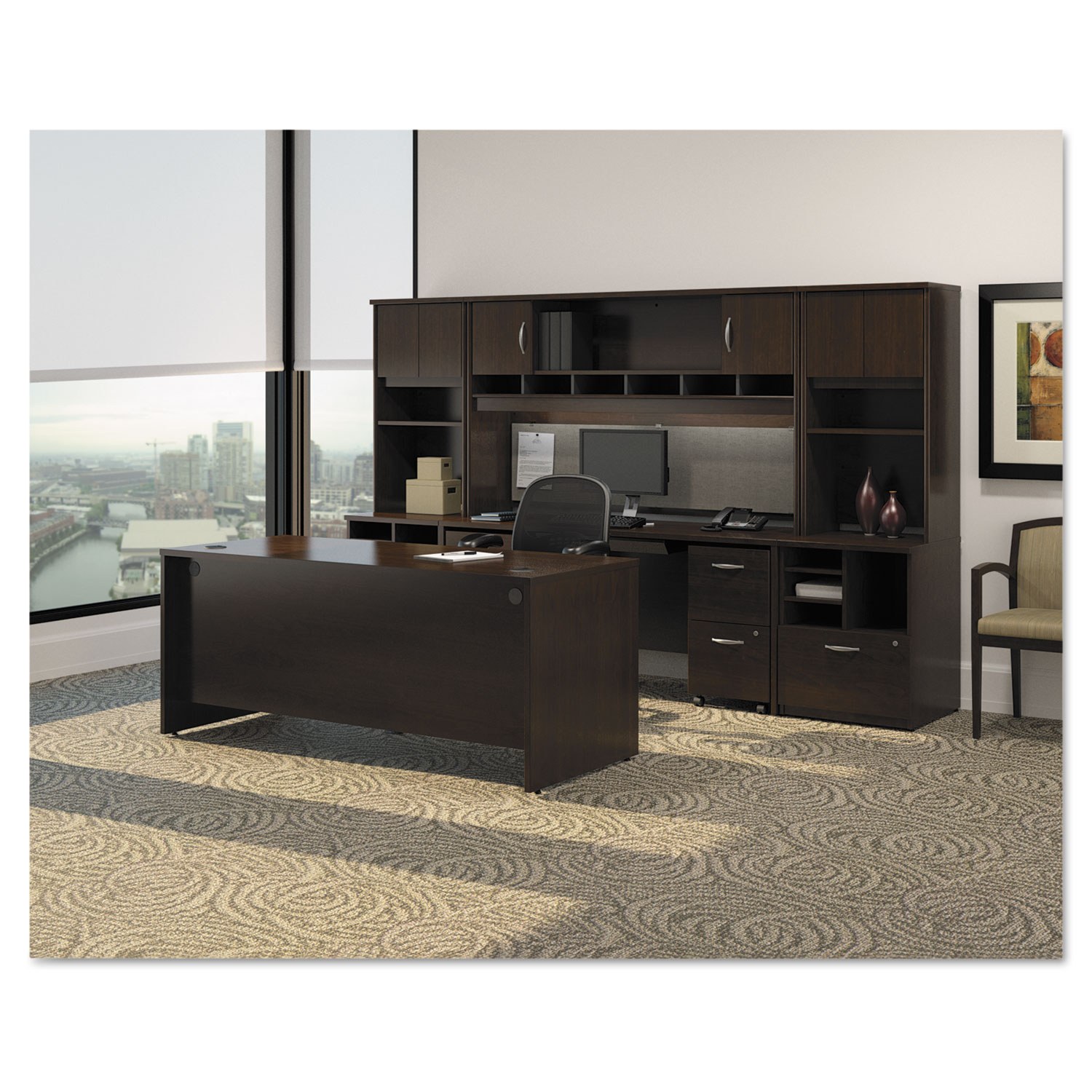 Series C Collection 72W Desk Shell, Mocha Cherry/Graphite Gray