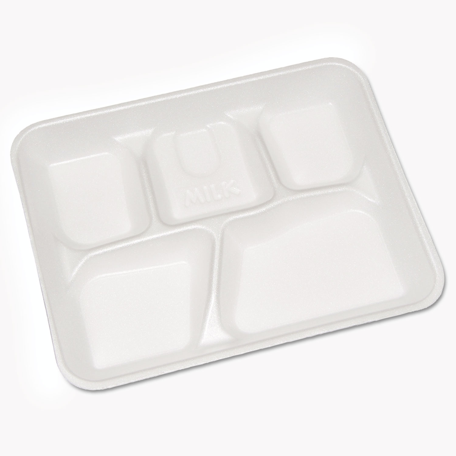  Pactiv YTH10500SGBX Lightweight Foam School Trays, 5-Compartment, 8.25 x 10.5 x 1,  White, 500/Carton (PCTYTH10500SGBX) 