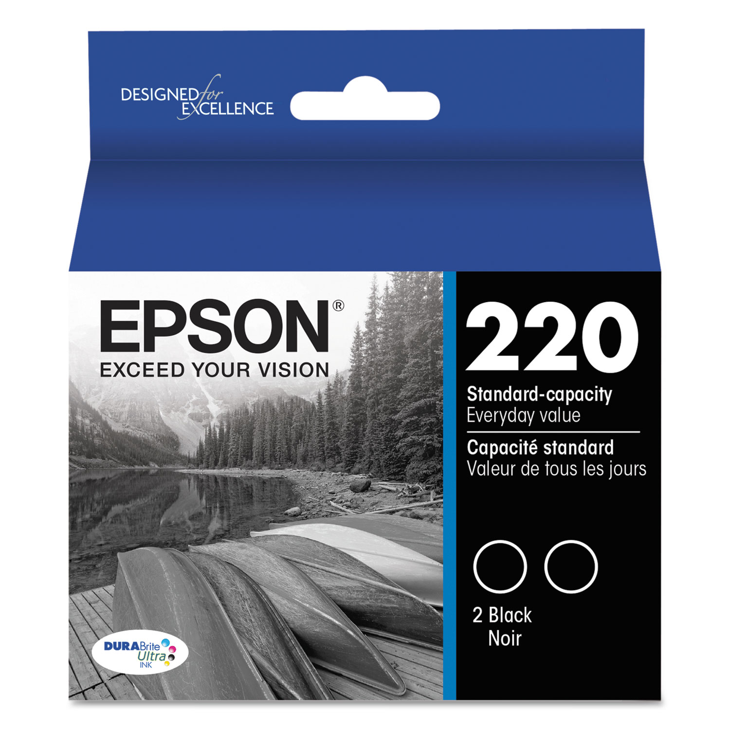  Epson T220120D2 T220120D2 (220) DURABrite Ultra Ink, Black, 2/PK (EPST220120D2) 