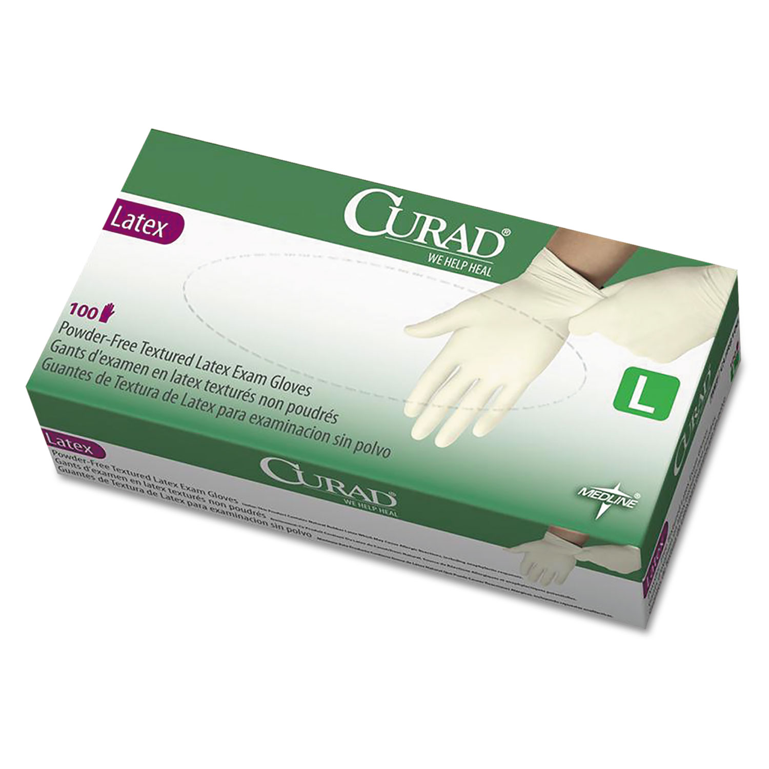  Curad CUR8106 Latex Exam Gloves, Powder-Free, Large, 100/Box (MIICUR8106) 