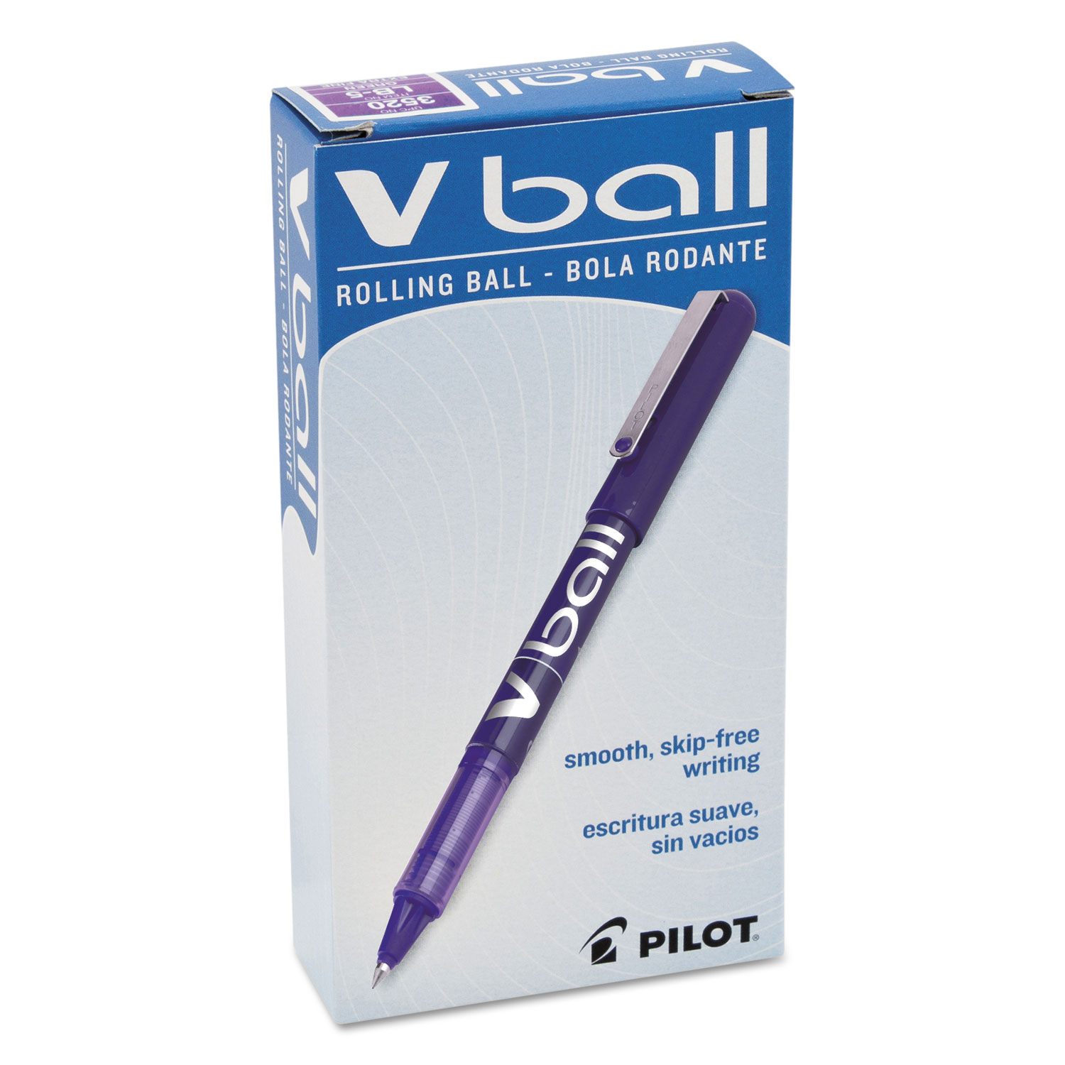 VBall Liquid Ink Roller Ball Stick Pen, Purple Ink, .5mm, Dozen
