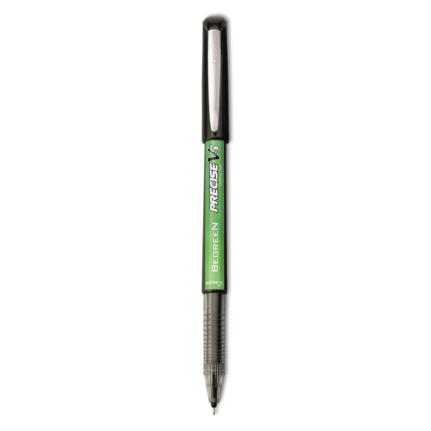  Pilot 26300 Precise V5 BeGreen Stick Roller Ball Pen, 0.5mm, Black Ink/Barrel, Dozen (PIL26300) 