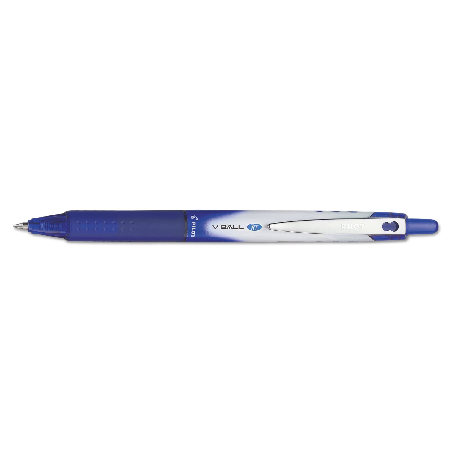 VBall RT Liquid Ink Retractable Roller Ball Pen, 0.5mm, Blue Ink, Blue/White Barrel