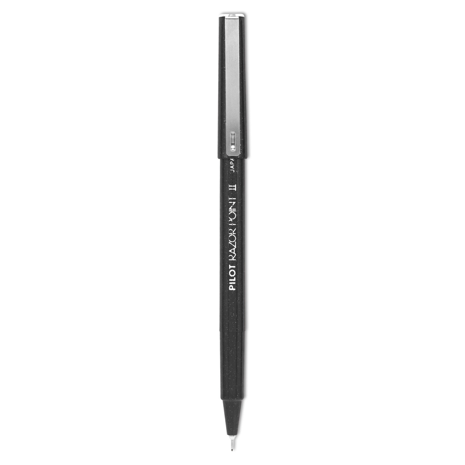  Pilot 11009 Razor Point II Stick Porous Point Marker Pen, 0.2mm, Black Ink/Barrel, Dozen (PIL11009) 