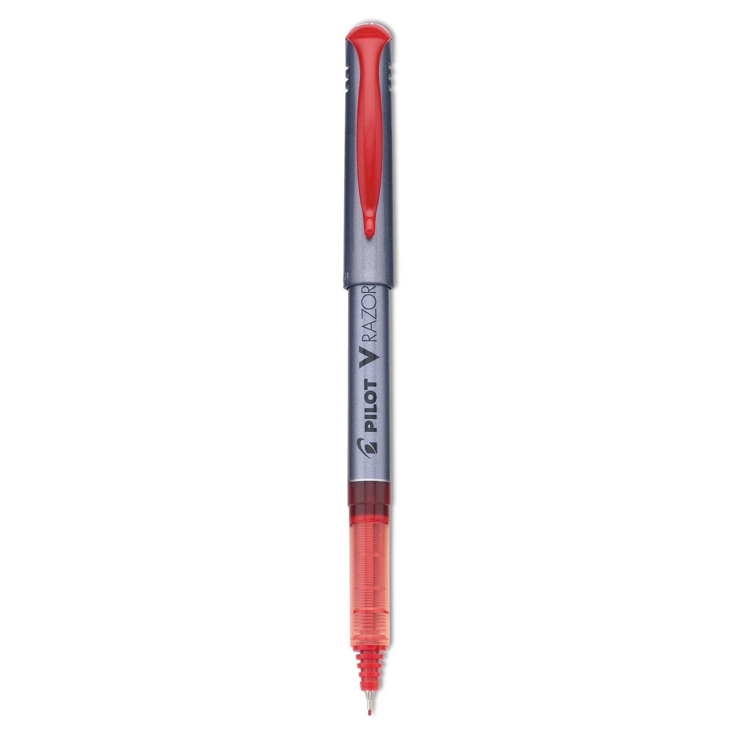  Pilot 11022 V Razor Point Liquid Ink Stick Marker Pen, 0.5mm, Red Ink, Gray Barrel, Dozen (PIL11022) 