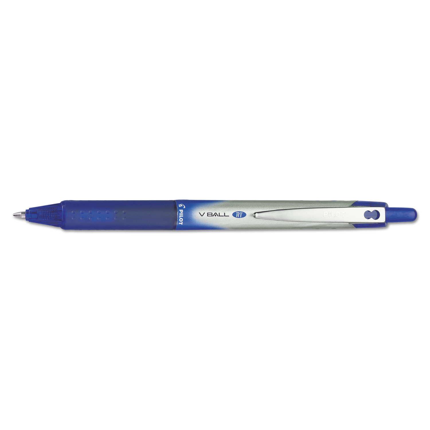VBall RT Liquid Ink Retractable Roller Ball Pen, 0.7mm, Blue Ink, Blue/White Barrel