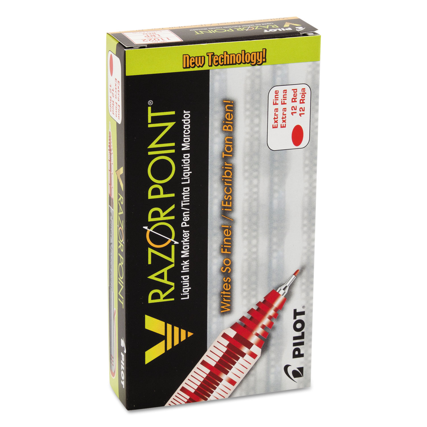 V Razor Point Liquid Ink Marker Pen, Red Ink, .5mm, Dozen