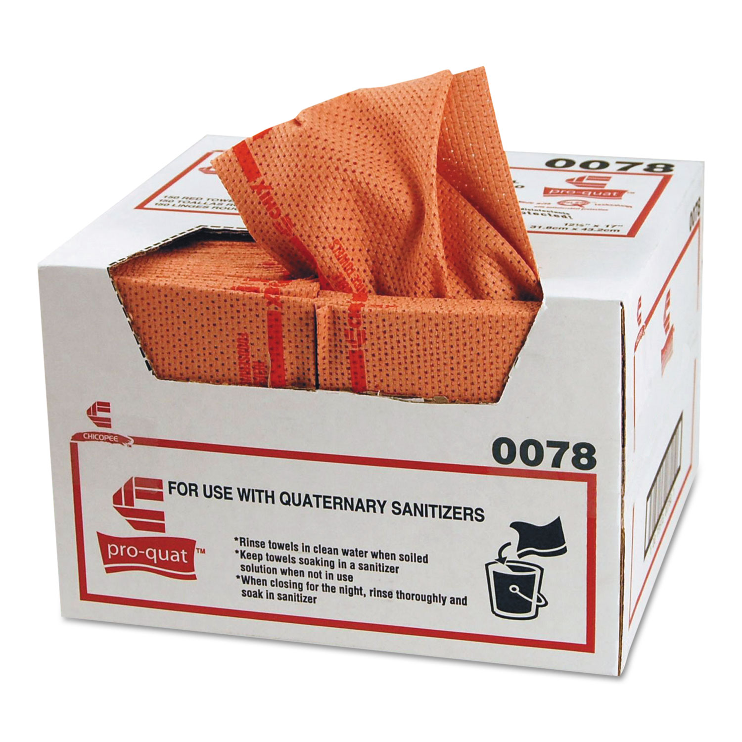  Chix CHI 0078 Pro-Quat Fresh Guy Food Service Towels, Heavy Duty, 12 1/2 x 17, Red, 150/Carton (CHI0078) 